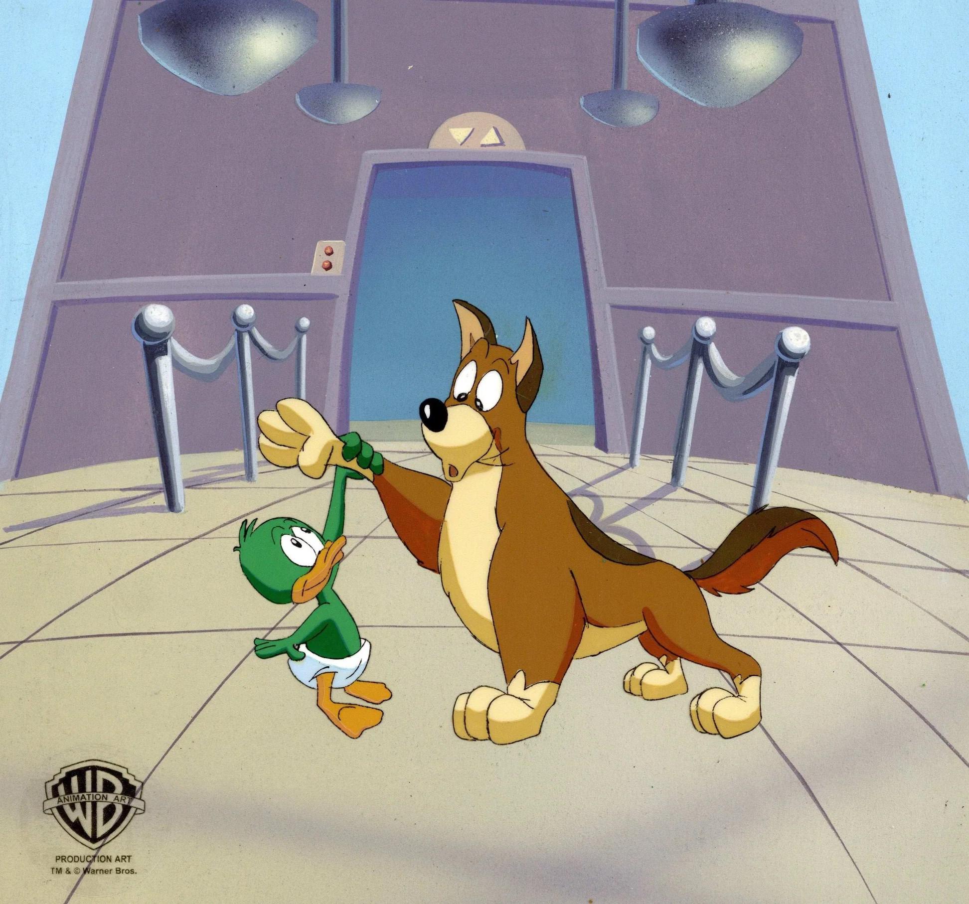 Animaniacs Original Production Cel and Background: Buttons, Baby Plucky Duck - Art by Warner Bros. Studio Artists