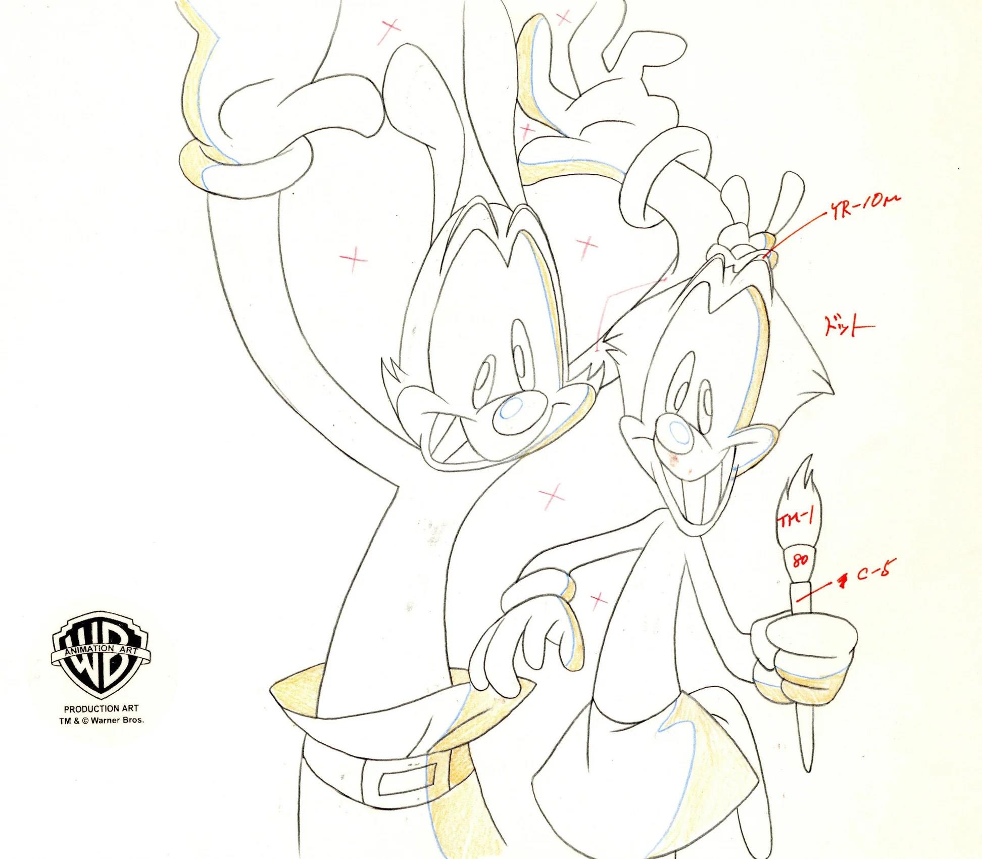 Animaniacs - Dessin de production d'origine : Dot and Yakko - Art de Warner Bros. Studio Artists