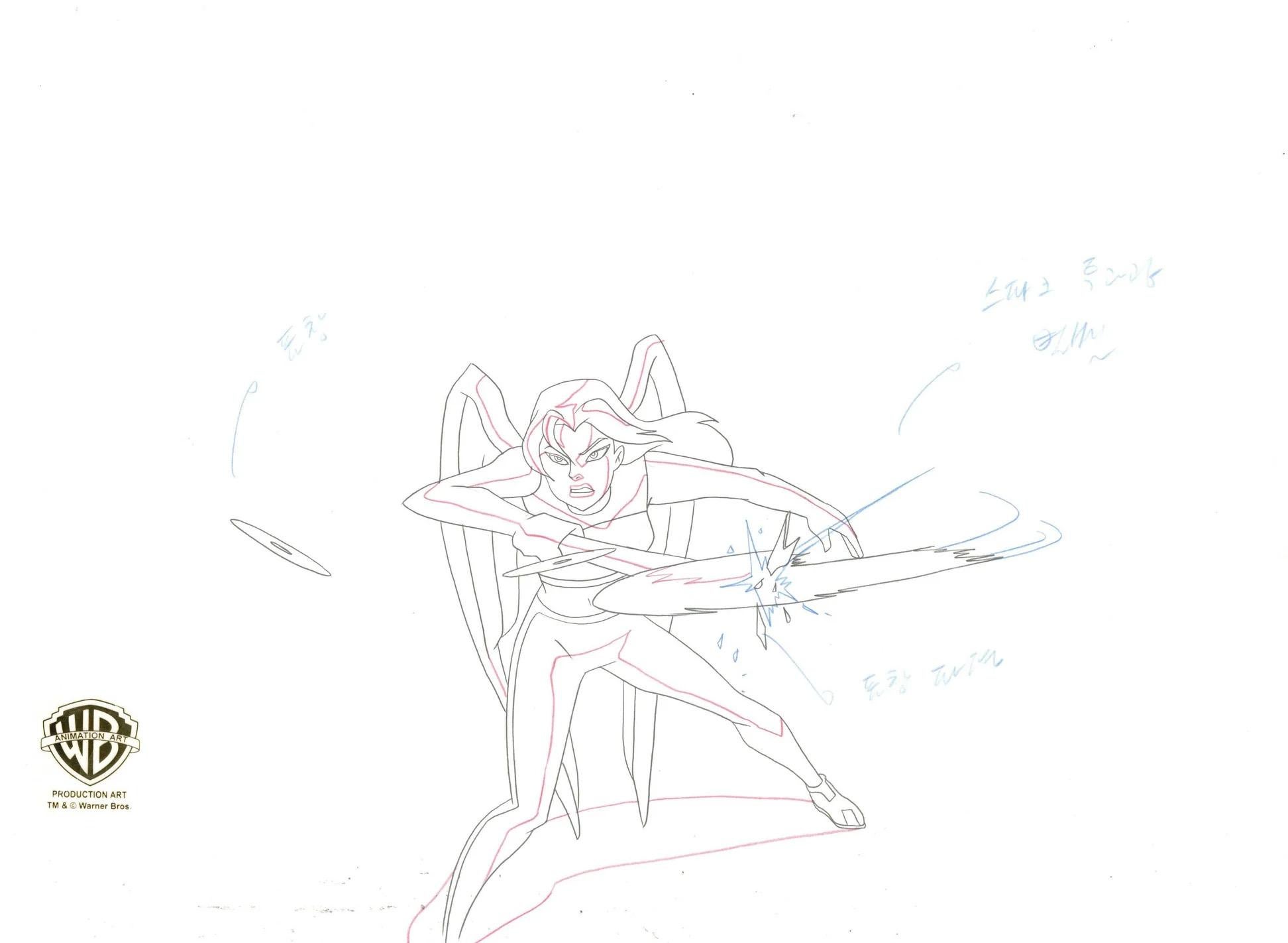 Liga de la Justicia Dibujo original de producción: Hawkgirl - Art de DC Comics Studio Artists