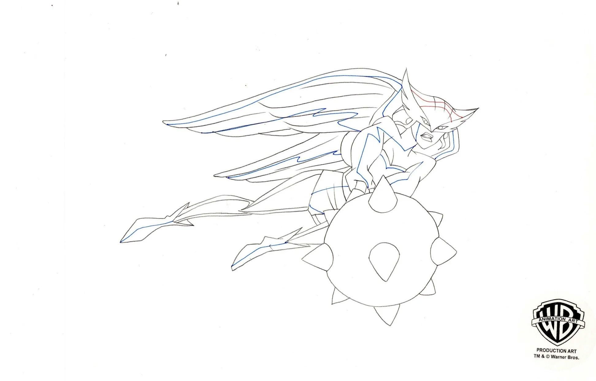 Disegno originale della produzione di Justice League: Hawkgirl - Art di DC Comics Studio Artists