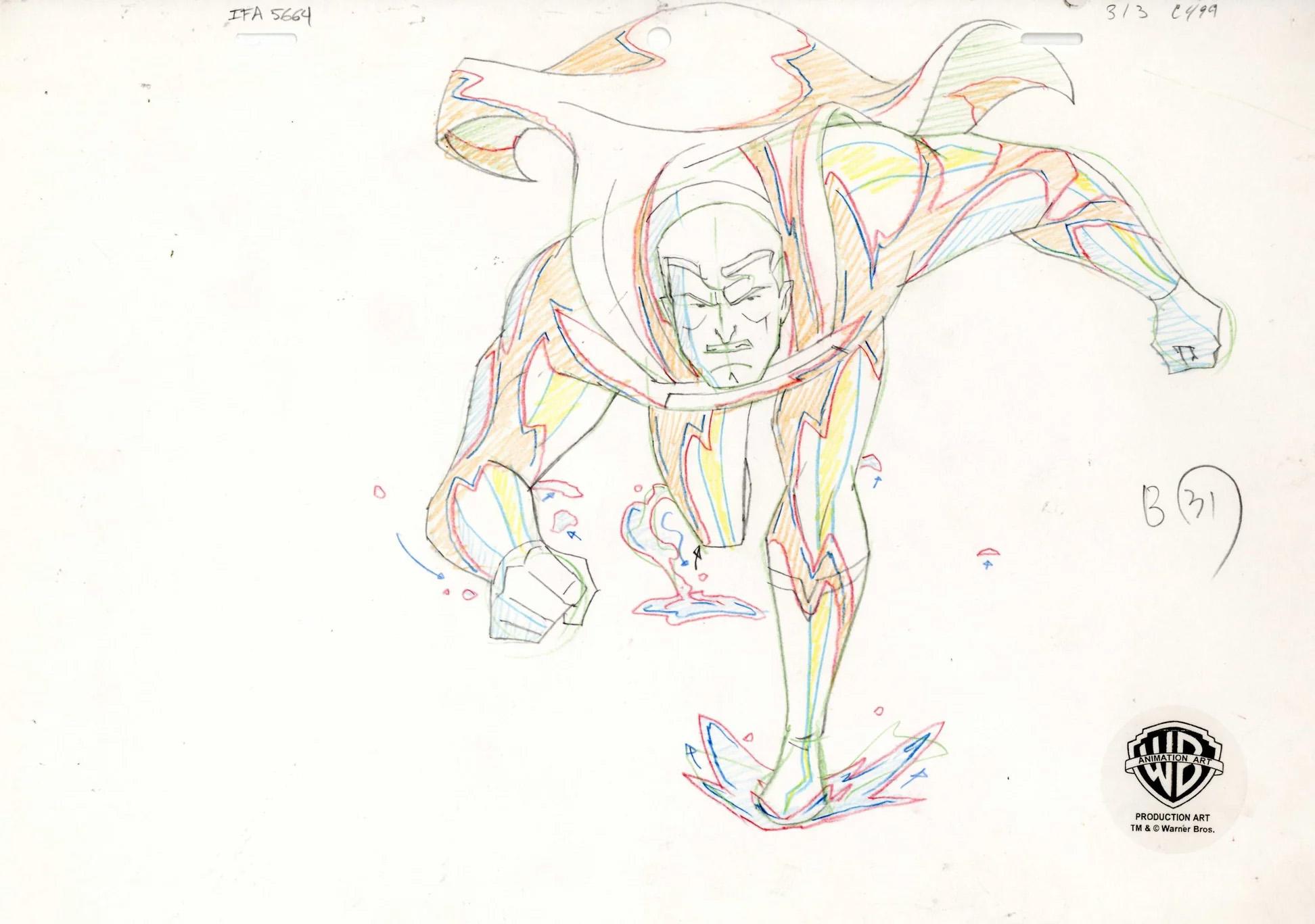 Disegno originale della produzione di Justice League: Superman - Art di DC Comics Studio Artists