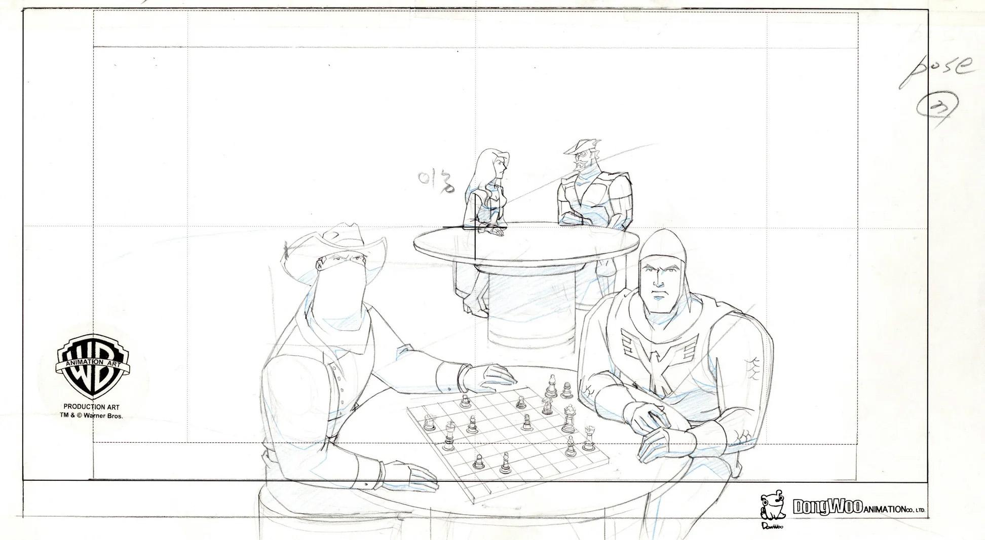 Justice League Original Production Drawing: Black Canary, Green Arrow, Vigilante - Art by DC Comics Studio Artists