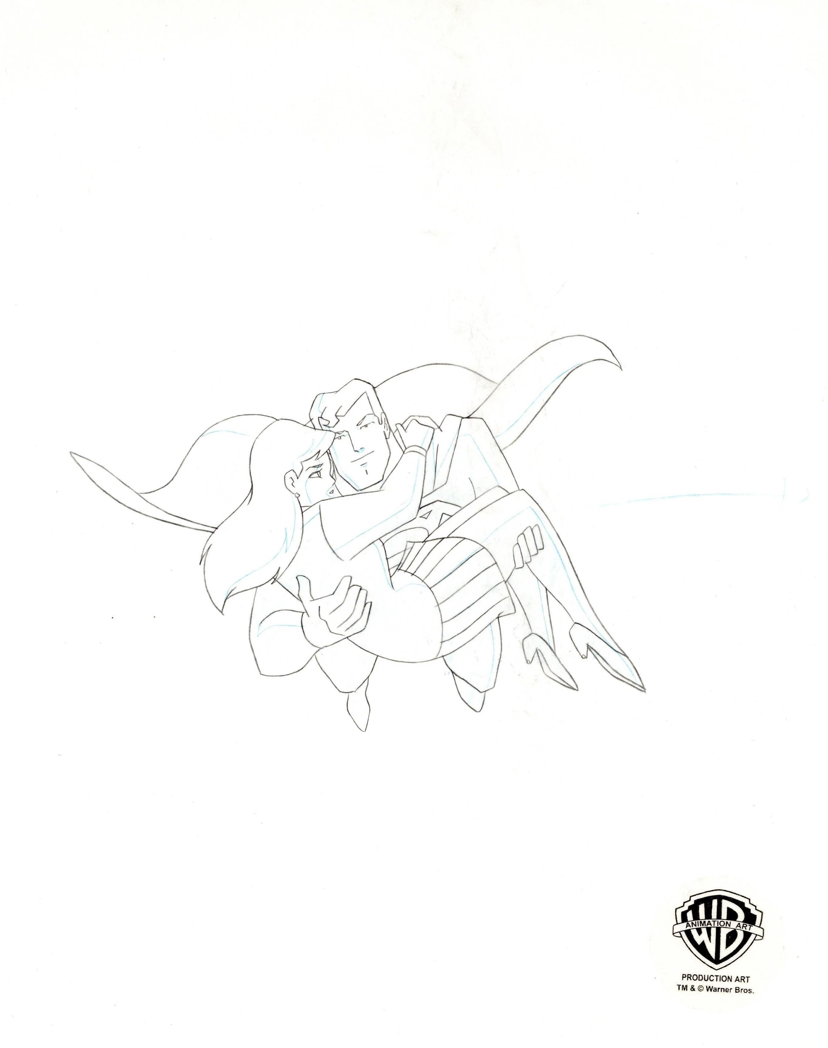 Superman the Animated Series Original Production Drawing: Superman and Lois Lane - Art by DC Comics Studio Artists