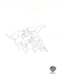 Vintage Superman the Animated Series Original Production Drawing: Superman and Lois Lane