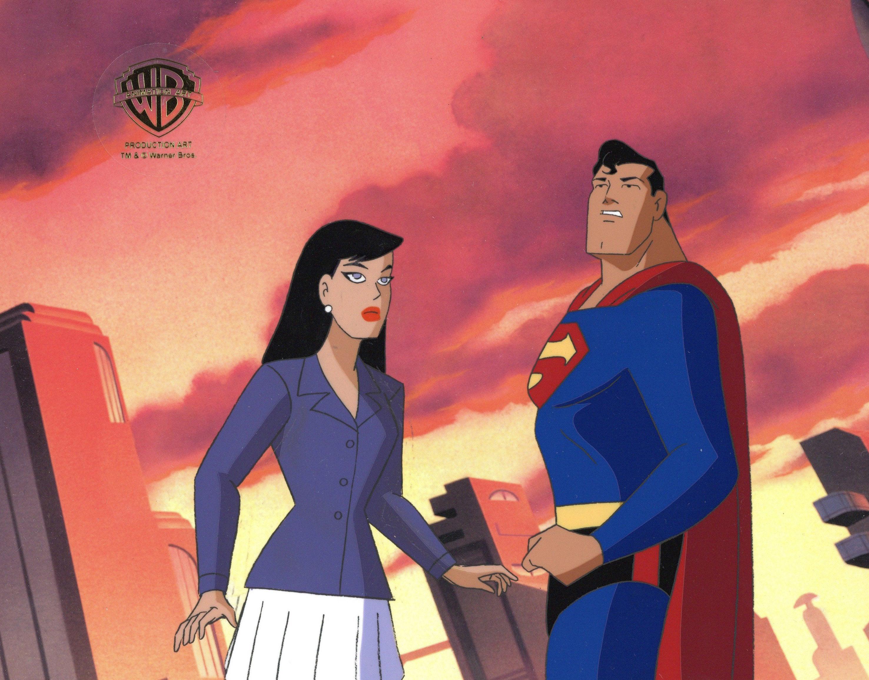 Superman the Animated Series Production Cel : Superman and Lois Lane - Art de DC Comics Studio Artists