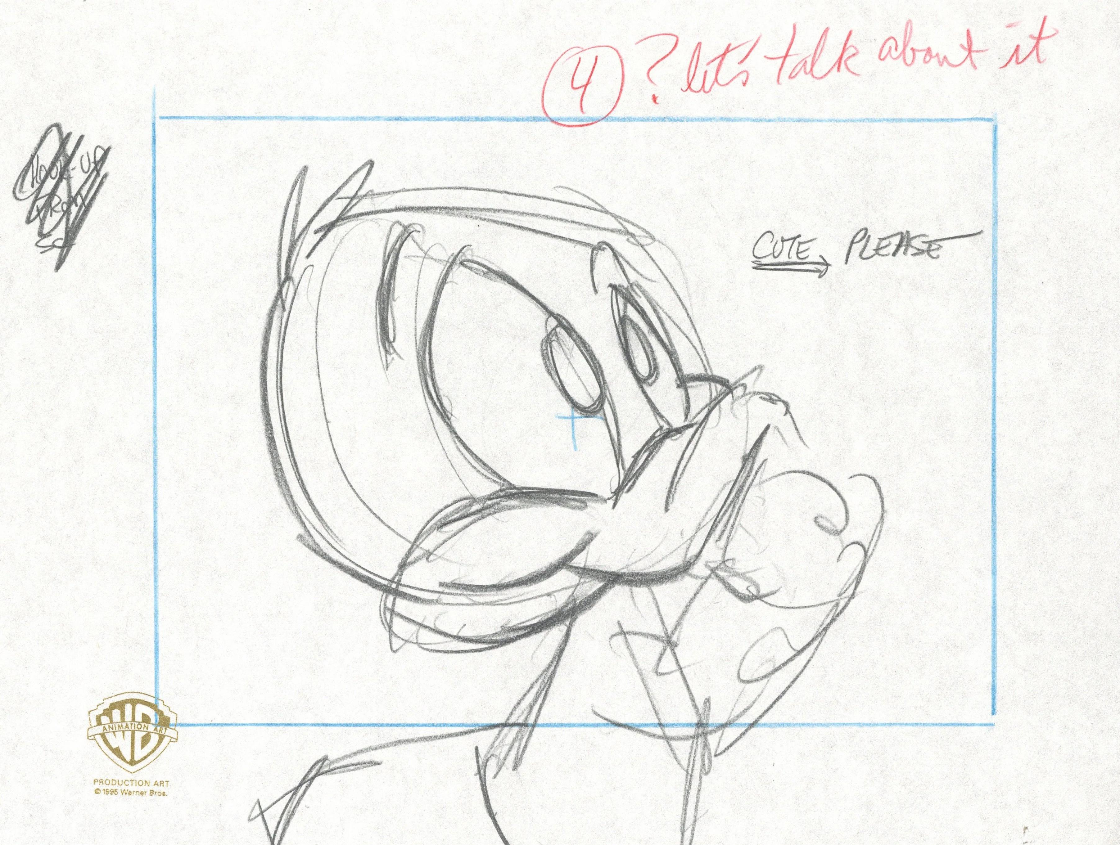 Tiny Toons Original Production Drawing: Plucky Duck - Art by Warner Bros. Studio Artists