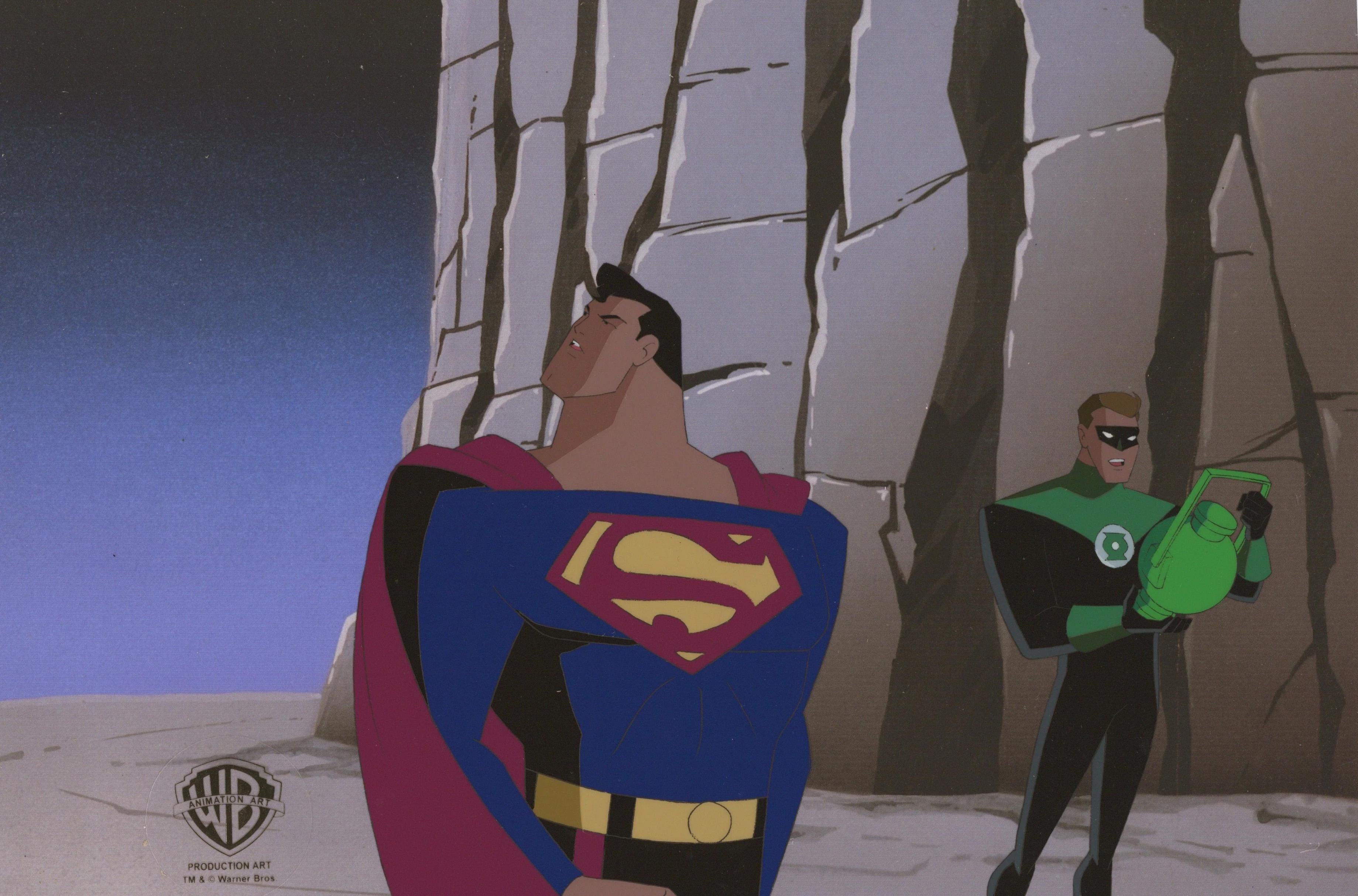 Superman the Animated Series Original Production Cel: Superman and Green Lantern - Art by DC Comics Studio Artists