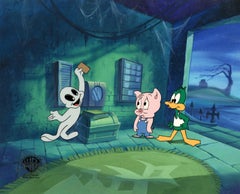 Vintage Tiny Toons Original Prod. Cel and Original Background: Plucky Duck and Hamton