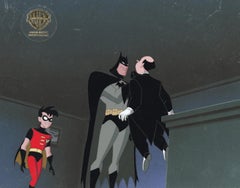 Vintage Superman the Animated Series Prod. Cel / Background: Superbat, Robin, Penguin