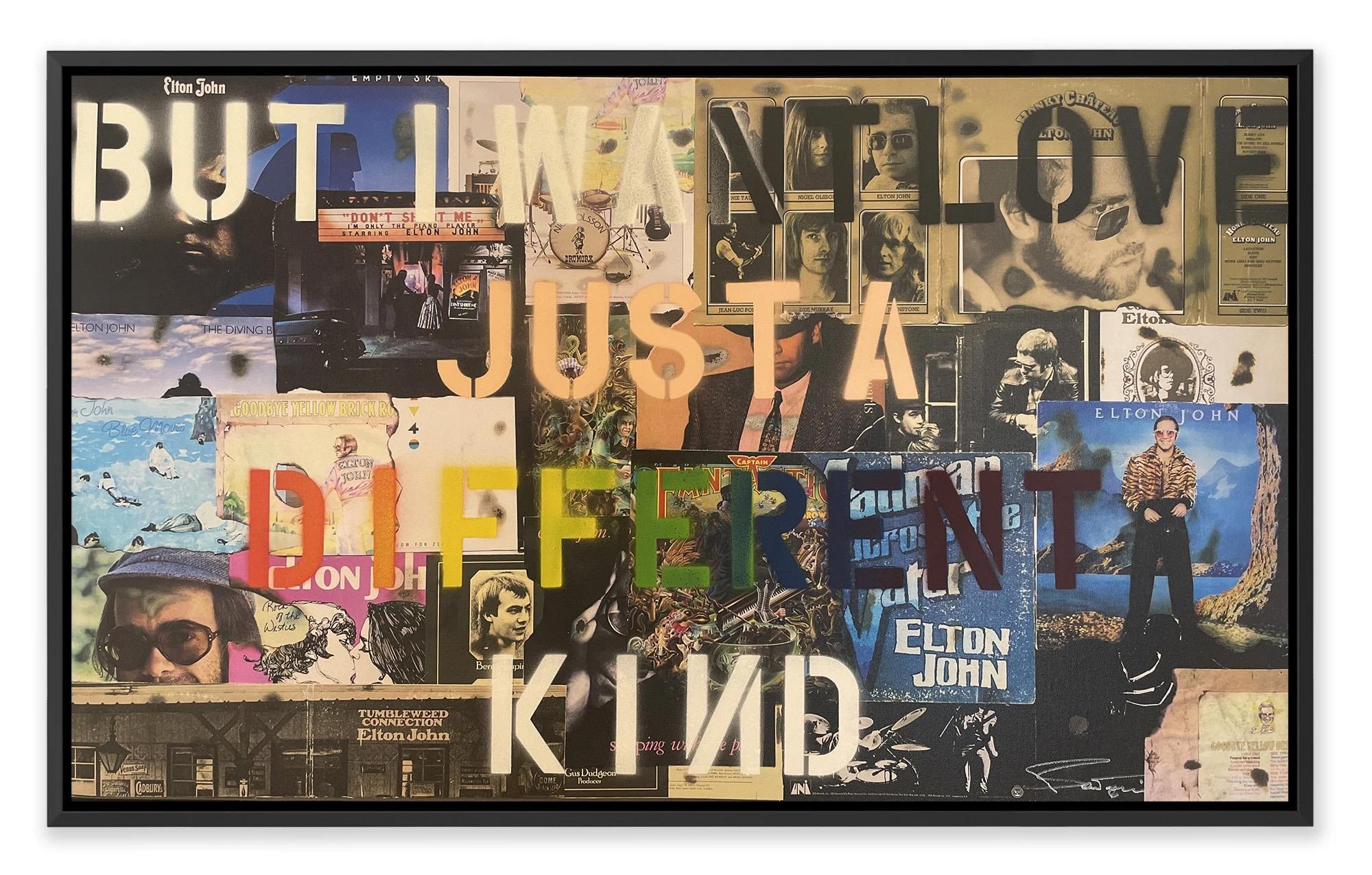 MEDIUM: Hand-embellished monotype on canvas
IMAGE SIZE: 25" x 41.5"
SKU: BT0016

Bernie Taupin's views art as a visual extension of his song lyrics. Inspired by The Bitch is Back,” released in 1974.