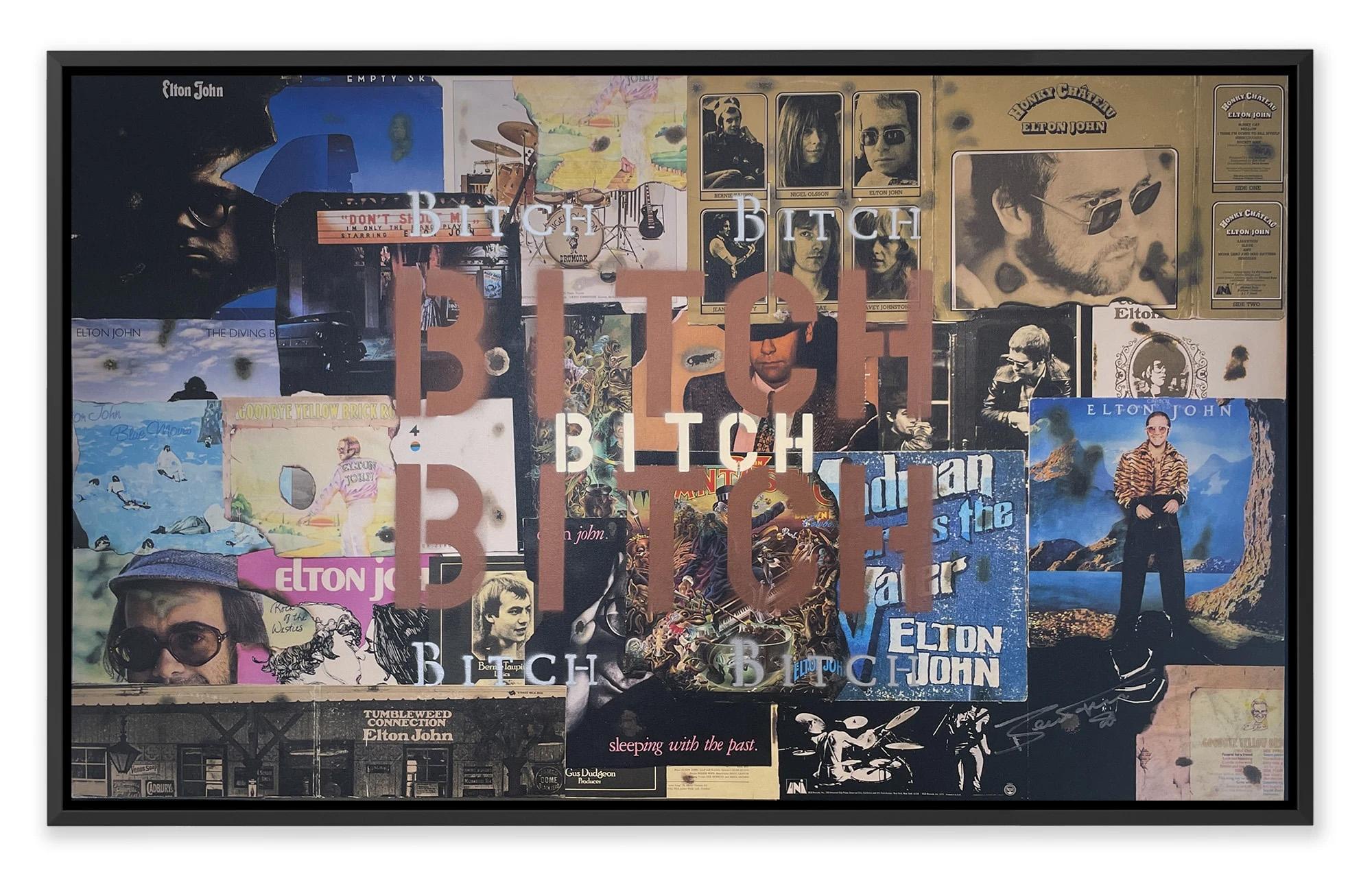 MEDIUM: Hand-embellished monotype on canvas
IMAGE SIZE: 25" x 41.5"
SKU: BT0014

Bernie Taupin's views art as a visual extension of his song lyrics. Inspired by The Bitch is Back,” released in 1974.