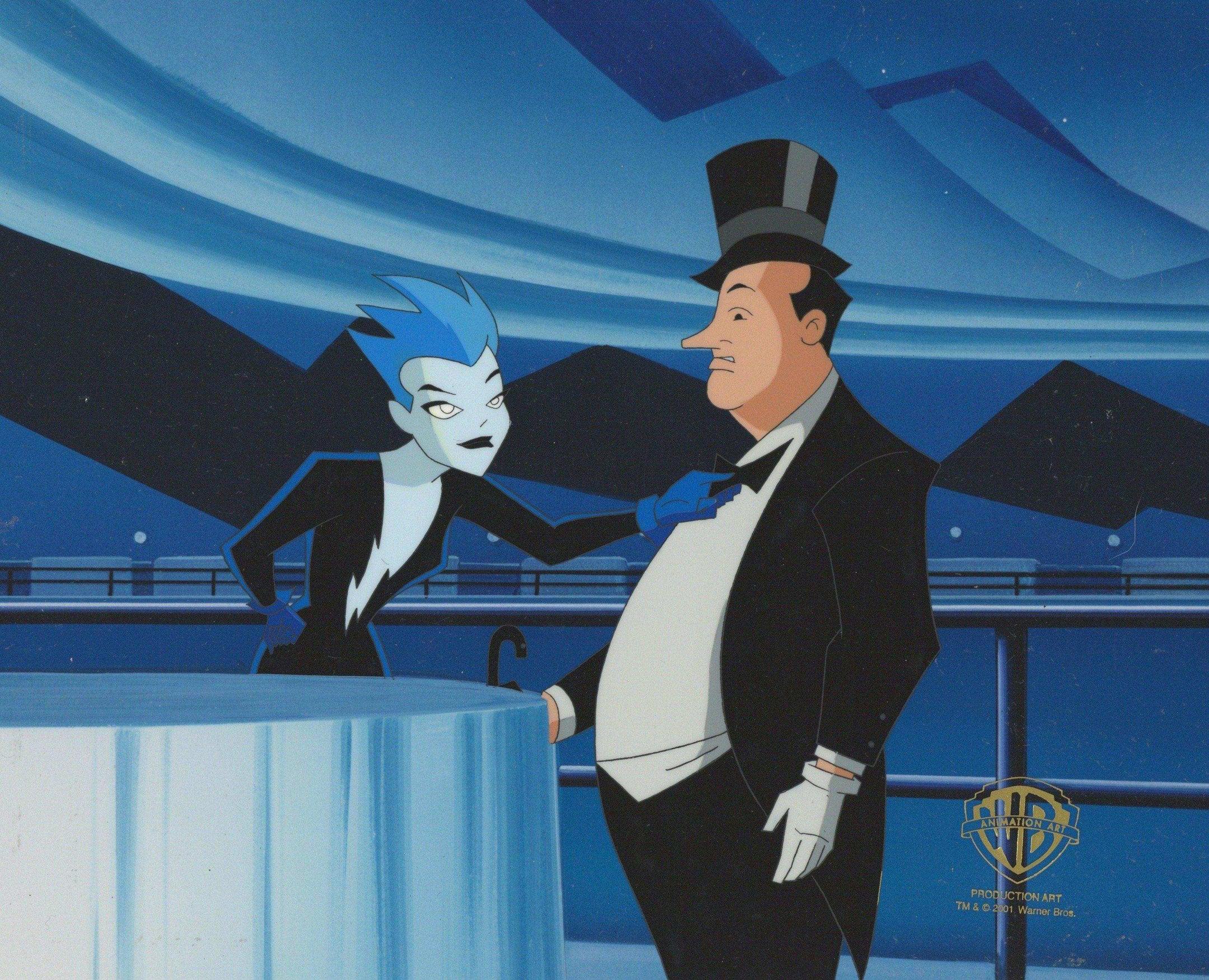 Original Produktion Cel: „The New Batman Adventures“ mit Livewire und Penguin – Art von DC Comics Studio Artists