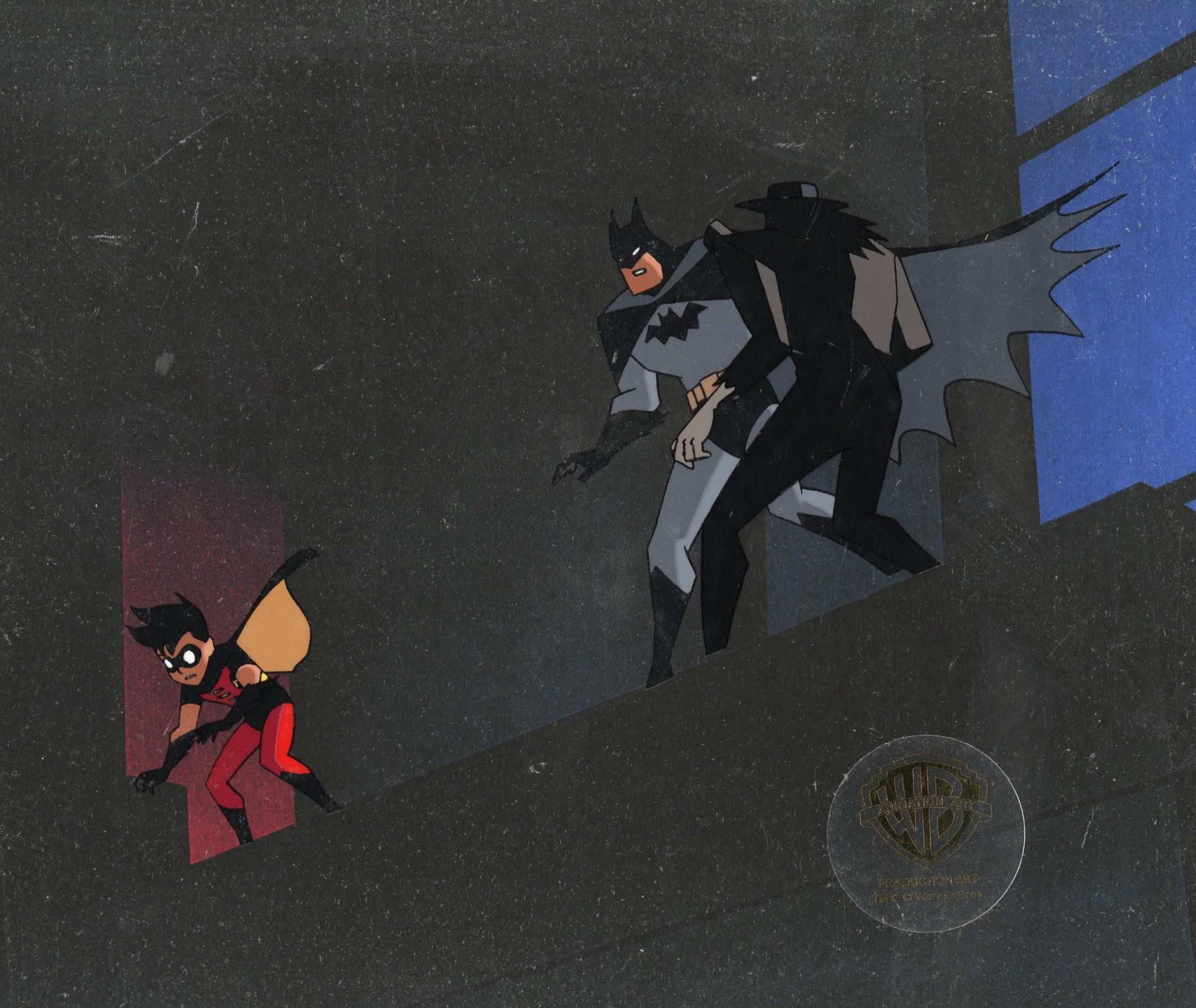 Original Produktion Cel: Batman, Robin und Scarecrow, The New Batman Adventures – Art von DC Comics Studio Artists