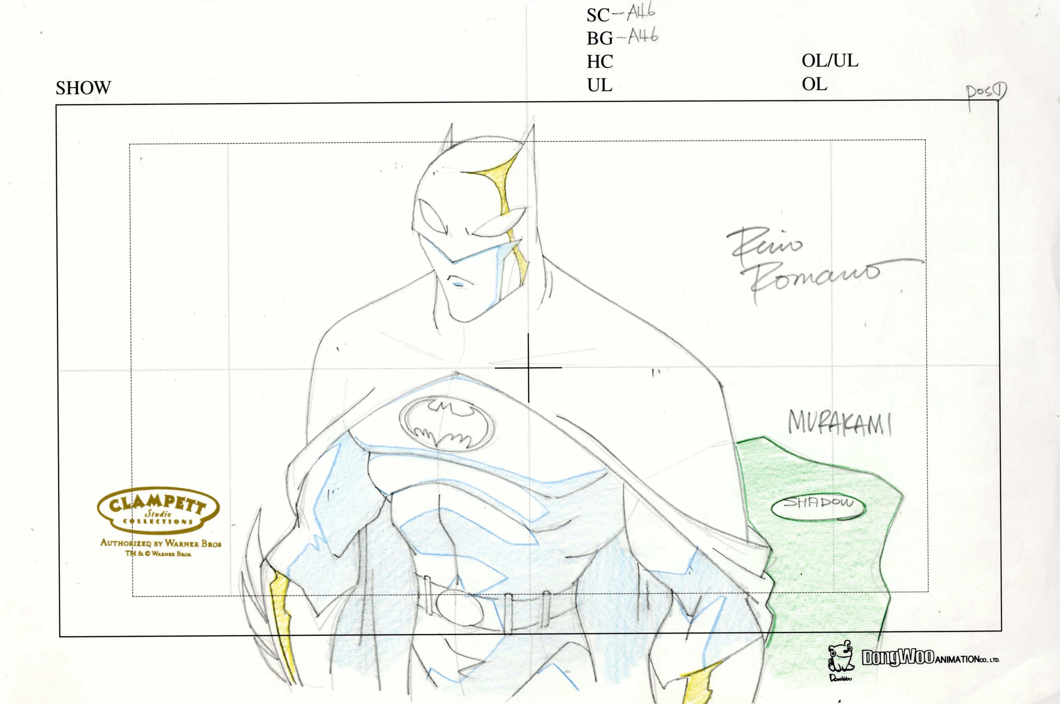The Batman Original Production Drawing: Batman signed Rino Romano, Glen Murakami - Art by DC Comics Studio Artists