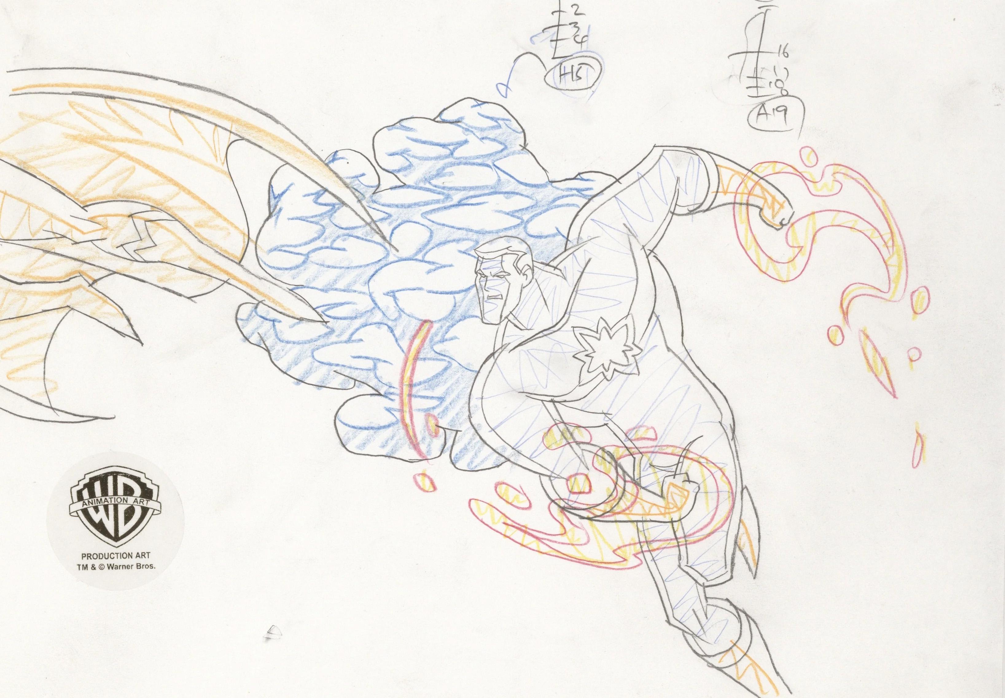 Disegno di produzione originale di Justice League Unlimited: Capitan Atom - Art di DC Comics Studio Artists
