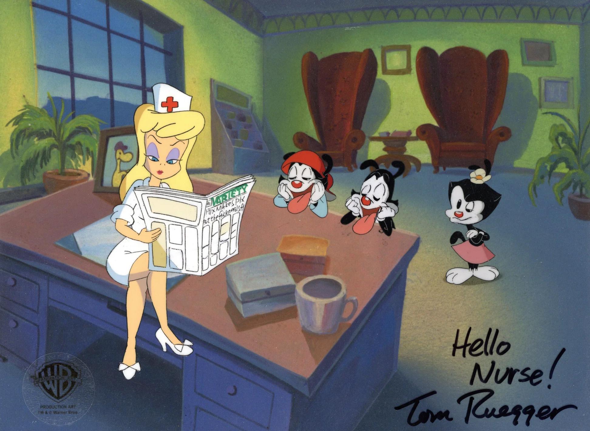 Animaniacs Original Production Cel Signed by Tom Ruegger: "Hello Nurse!" - Art by Warner Bros. Studio Artists