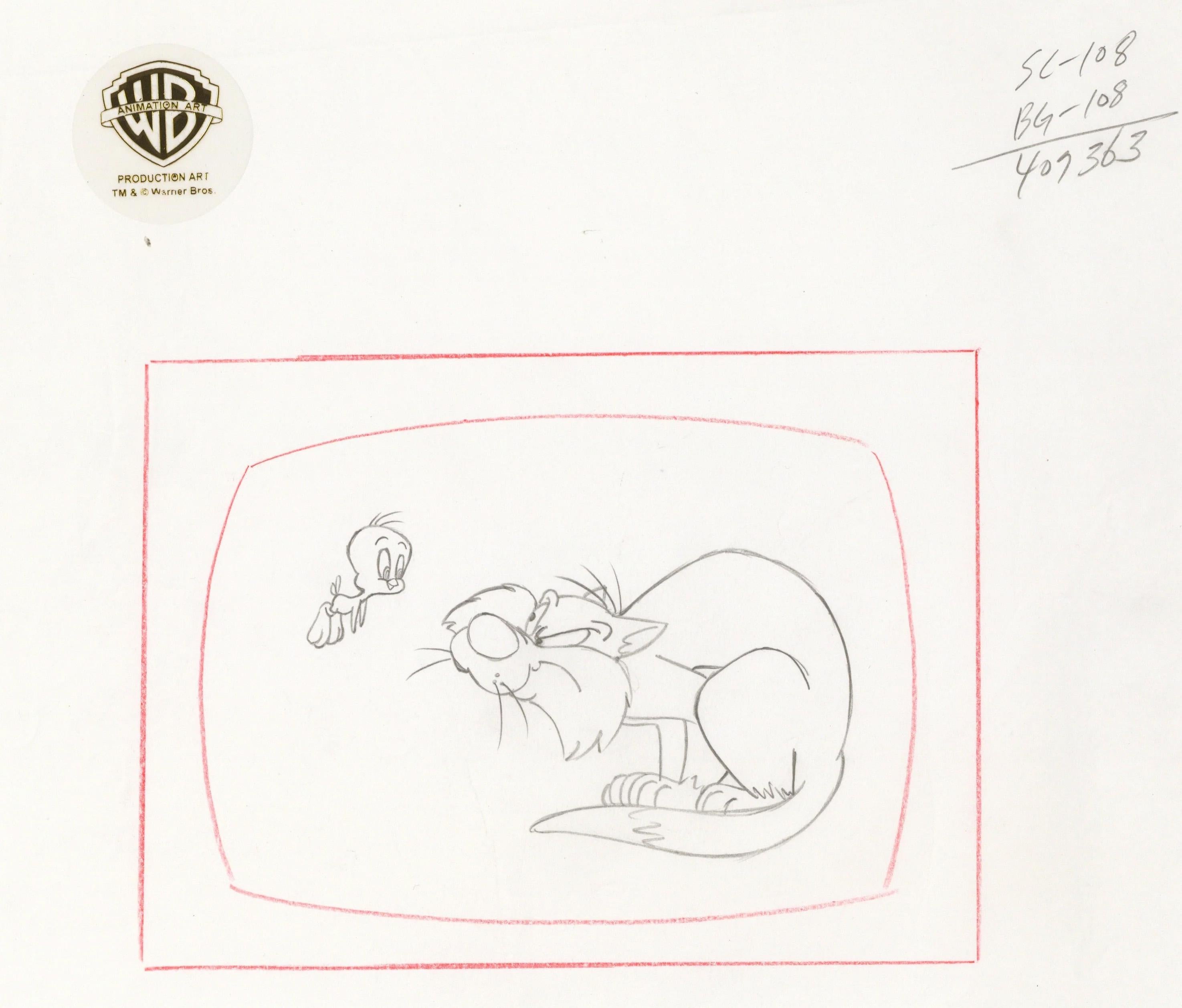 Looney Tunes Original-Produktionszeichnung: Sylvester und Tweety – Art von Looney Tunes Studio Artists
