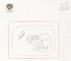 Vintage Looney Tunes Original Production Drawing: Sylvester and Tweety