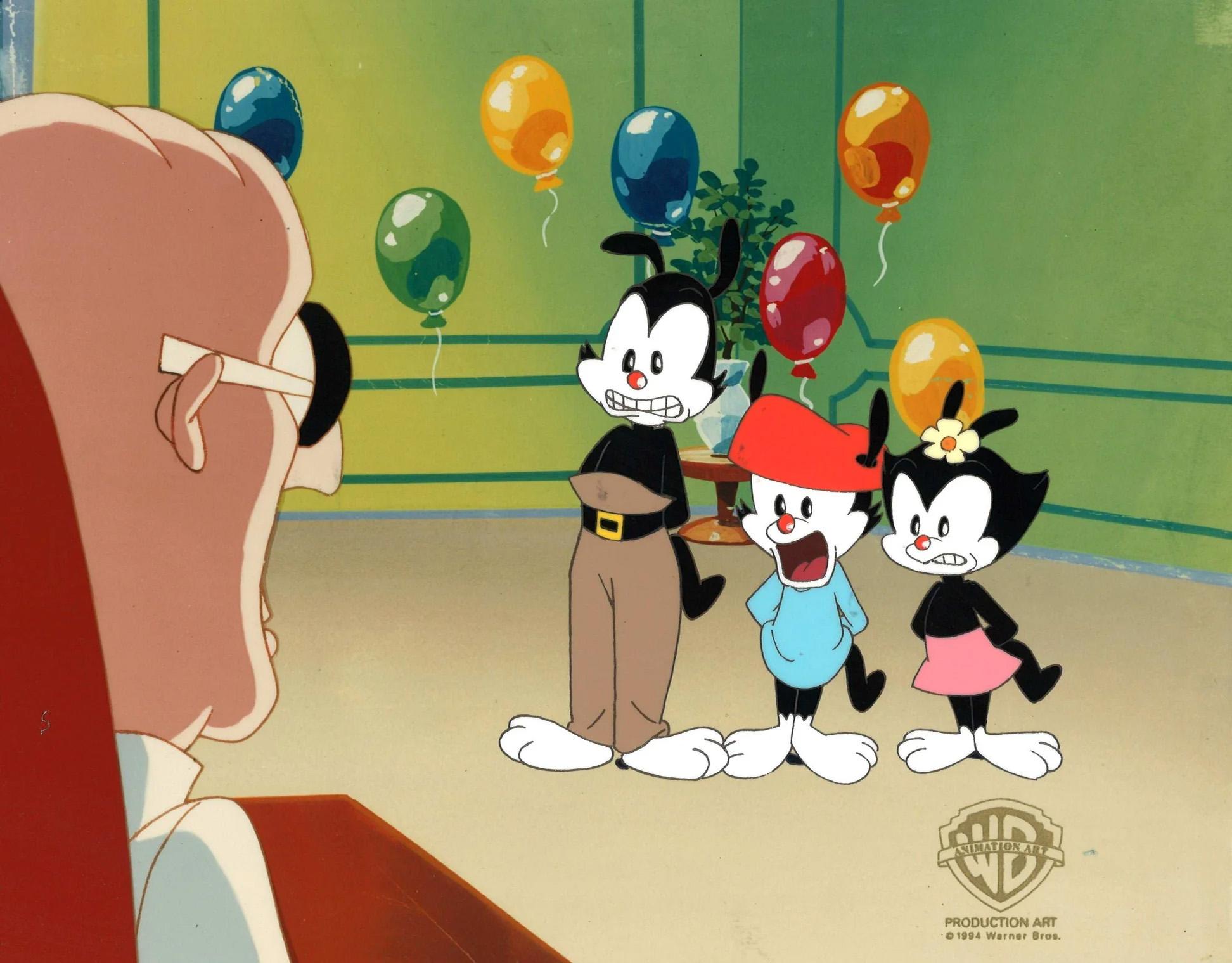 Animaniacs Original Production Cel : Yakko, Wakko, Dot, and Dr. Scratchnsniff