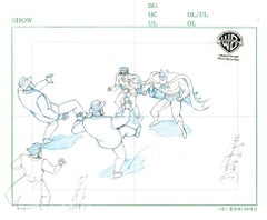 Vintage The New Batman Adventures Original Production Drawing: Batman, Robin, and Joker