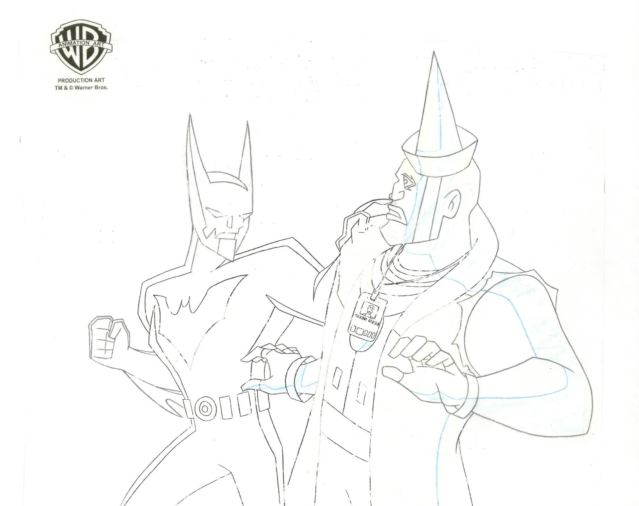 Batman Beyond Original Production Cel with Matching Drawing: Batman and Trey - Pop Art Art by DC Comics Studio Artists