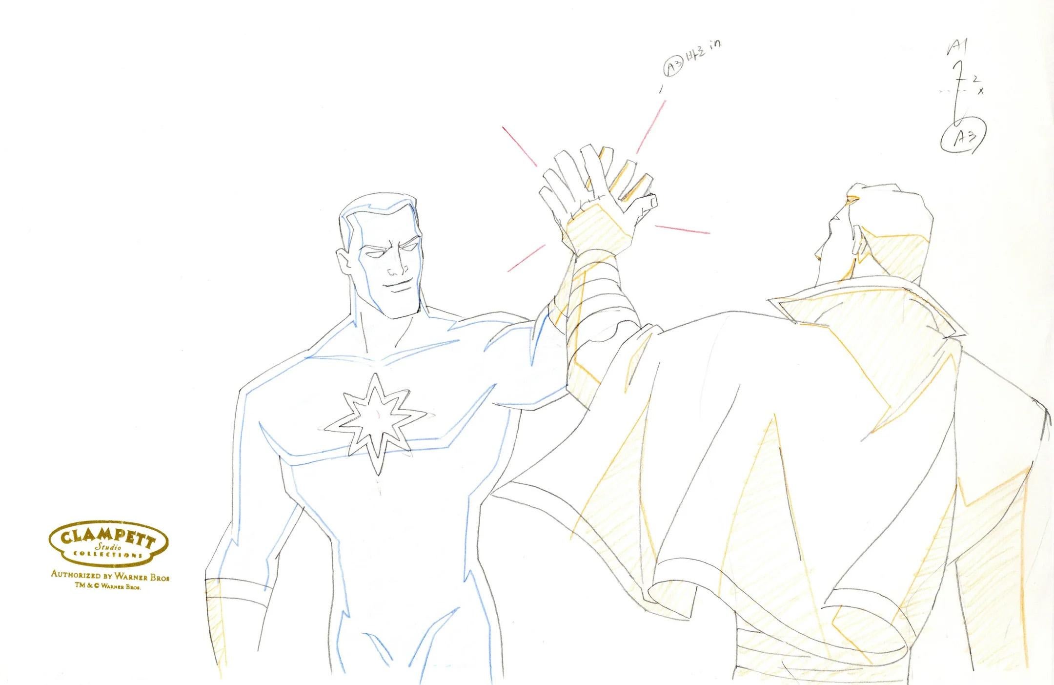 Justice League Unlimited Prodotto originale. Disegni: Capitan Atom, Capitan Marvel - Art di DC Comics Studio Artists