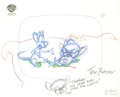 Pinky and The Brain Original Production Layout Drawing Signed by Tom Ruegger