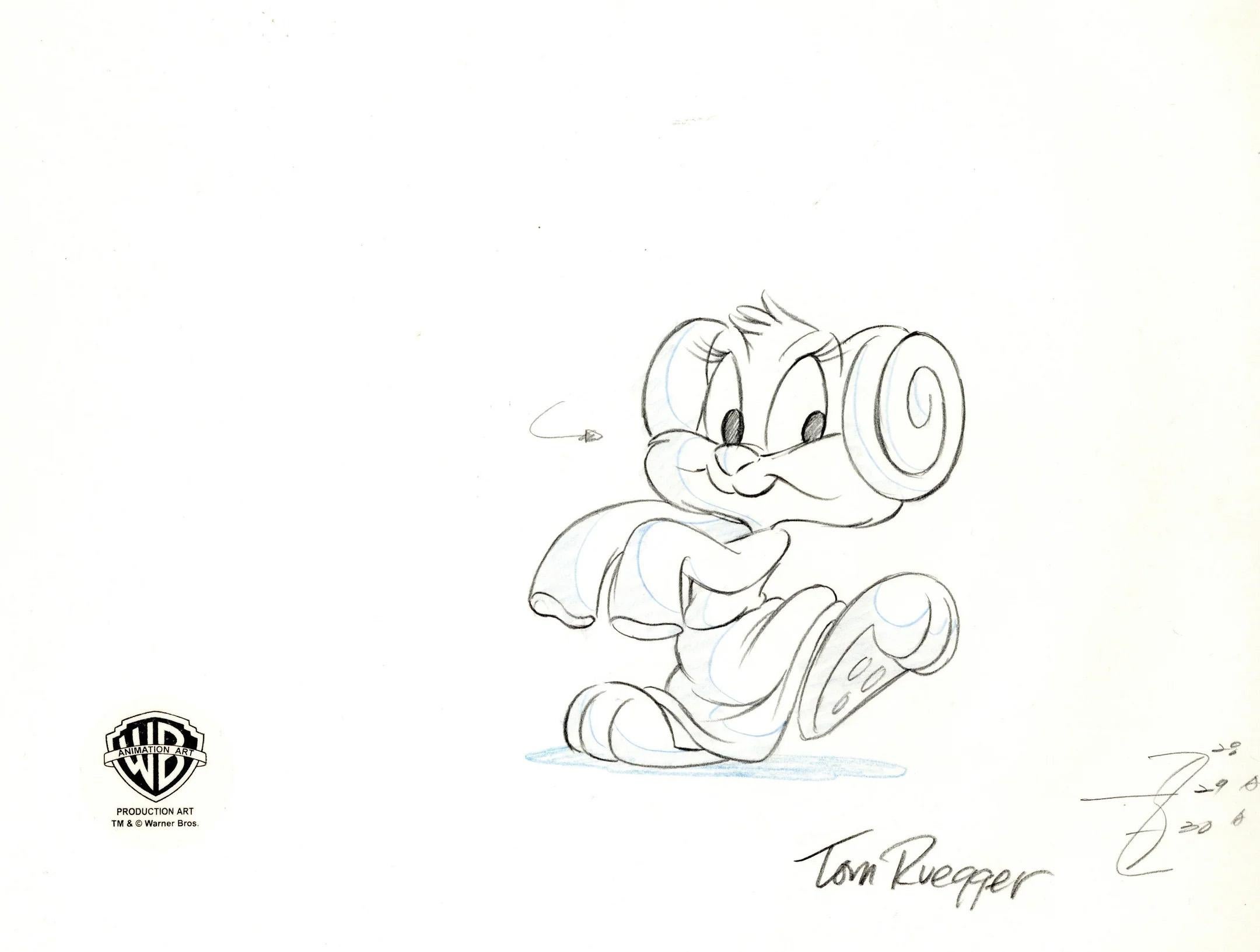 Tiny Toons Original Production Drawing Signed by Tom Ruegger: Babs Bunny - Art by Warner Bros. Studio Artists