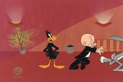 Vintage Looney Tunes Original Production Cel: Daffy Duck, Elmer Fudd, Bugs Bunny