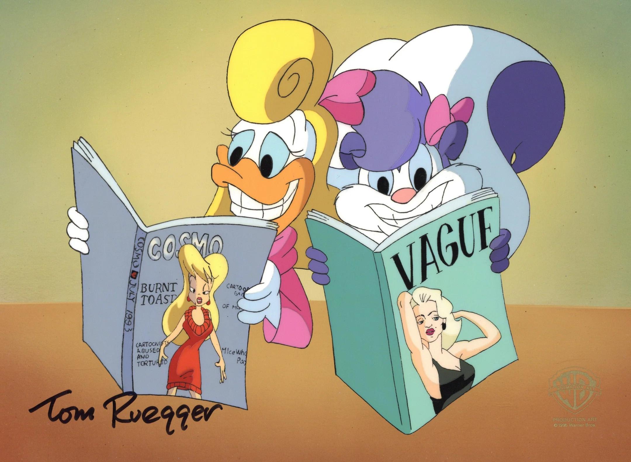 Tiny Toons Adventures Original Production Cel Signed Tom Ruegger: Shirley, Fifi - Art by Warner Bros. Studio Artists