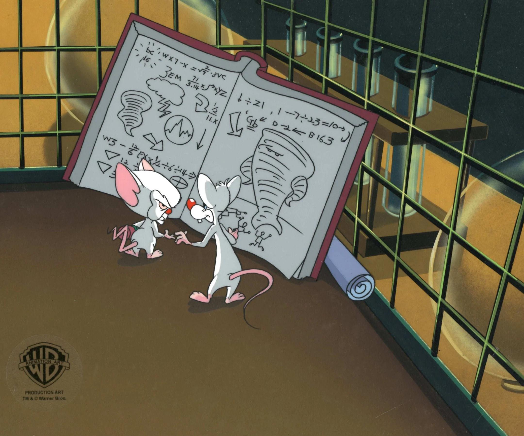 Pinky y El Cerebro Producción Original Cel sobre Fondo Original: Pinky, El Cerebro - Art de Warner Bros. Studio Artists