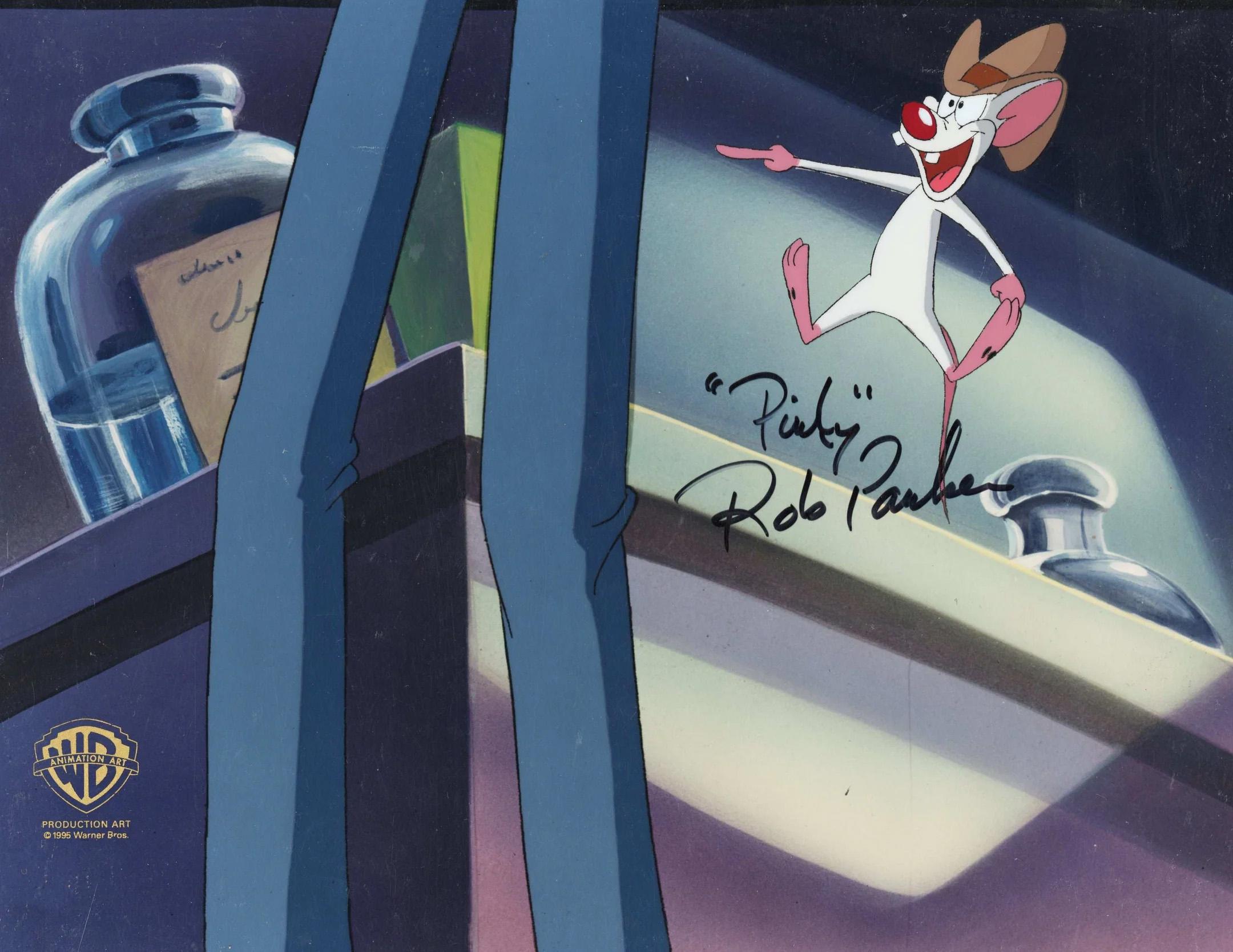 Pinky And The Brain Original Production Cel Signed by Rob Paula: Pinky - Art by Warner Bros. Studio Artists