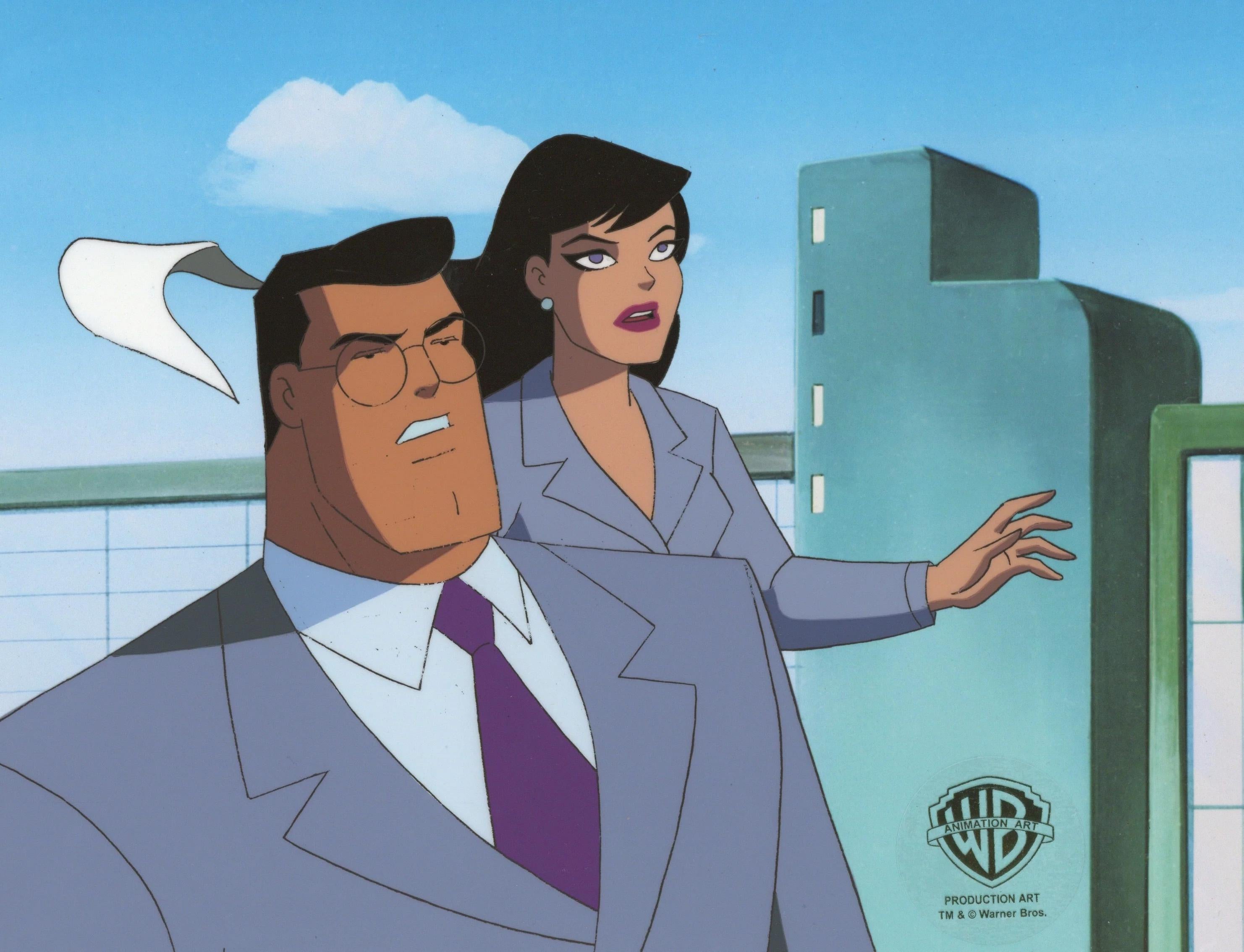 Superman the Animated Series Original Production Cel: Clark Kent and Lois Lane - Art by DC Comics Studio Artists