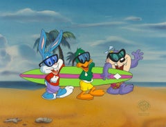 Tiny Toons Original Production Cel: Buster Bunny, Plucky Duck, and Dizzy Devil