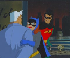 Vintage Batman The Animated Series Original Production Cel: Batgirl, Gordon, Robin