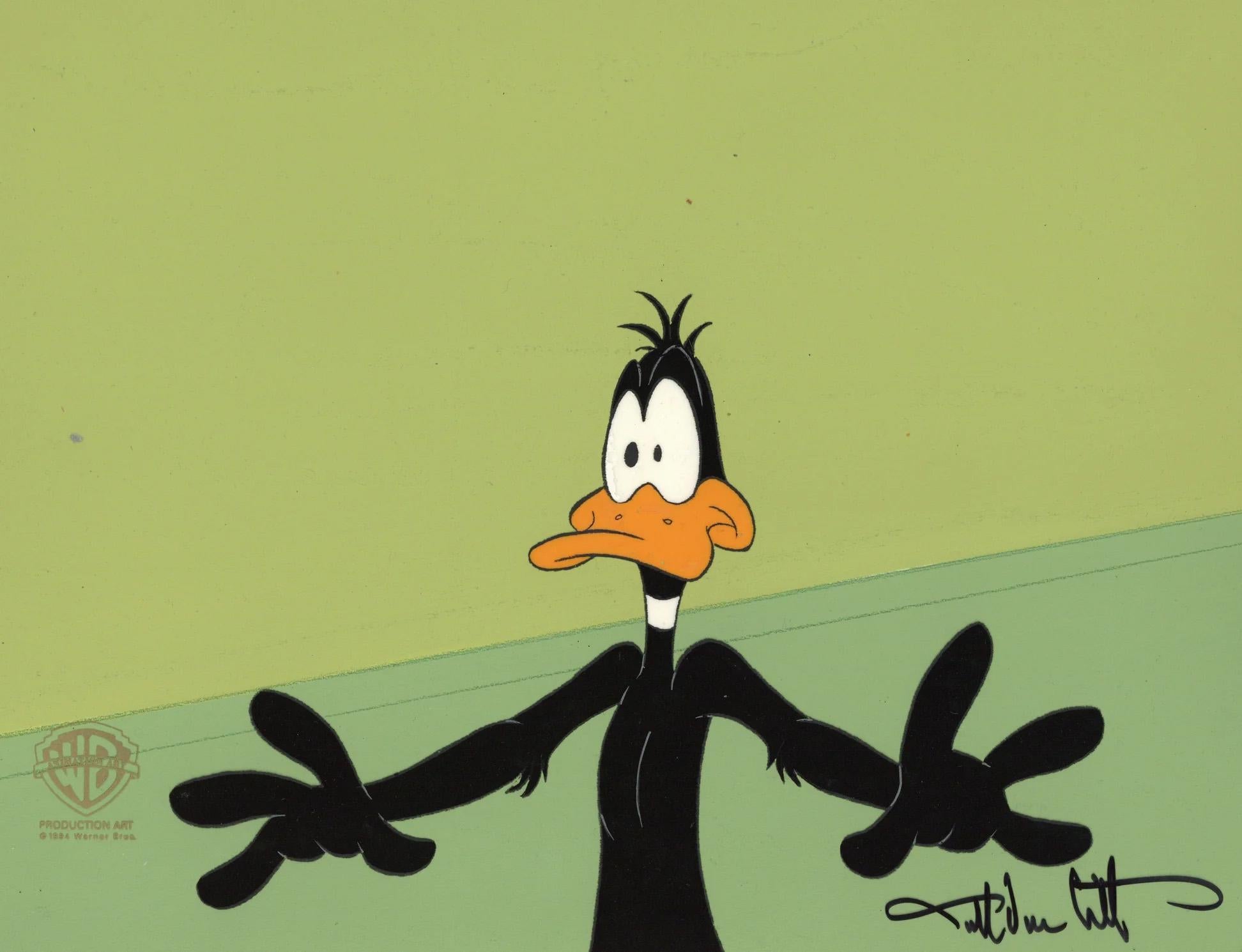 MEDIUM: Original Production Cel on Original Background 
IMAGE SIZE: 12.5" x 10.5"
PRODUCTION: Looney Tunes, Daffy Duck's Quackbusters
SKU: IFA9514
SIGNED: Darrel Van Citters

ABOUT THE IMAGE: Looney Tunes is a series of animated short films by