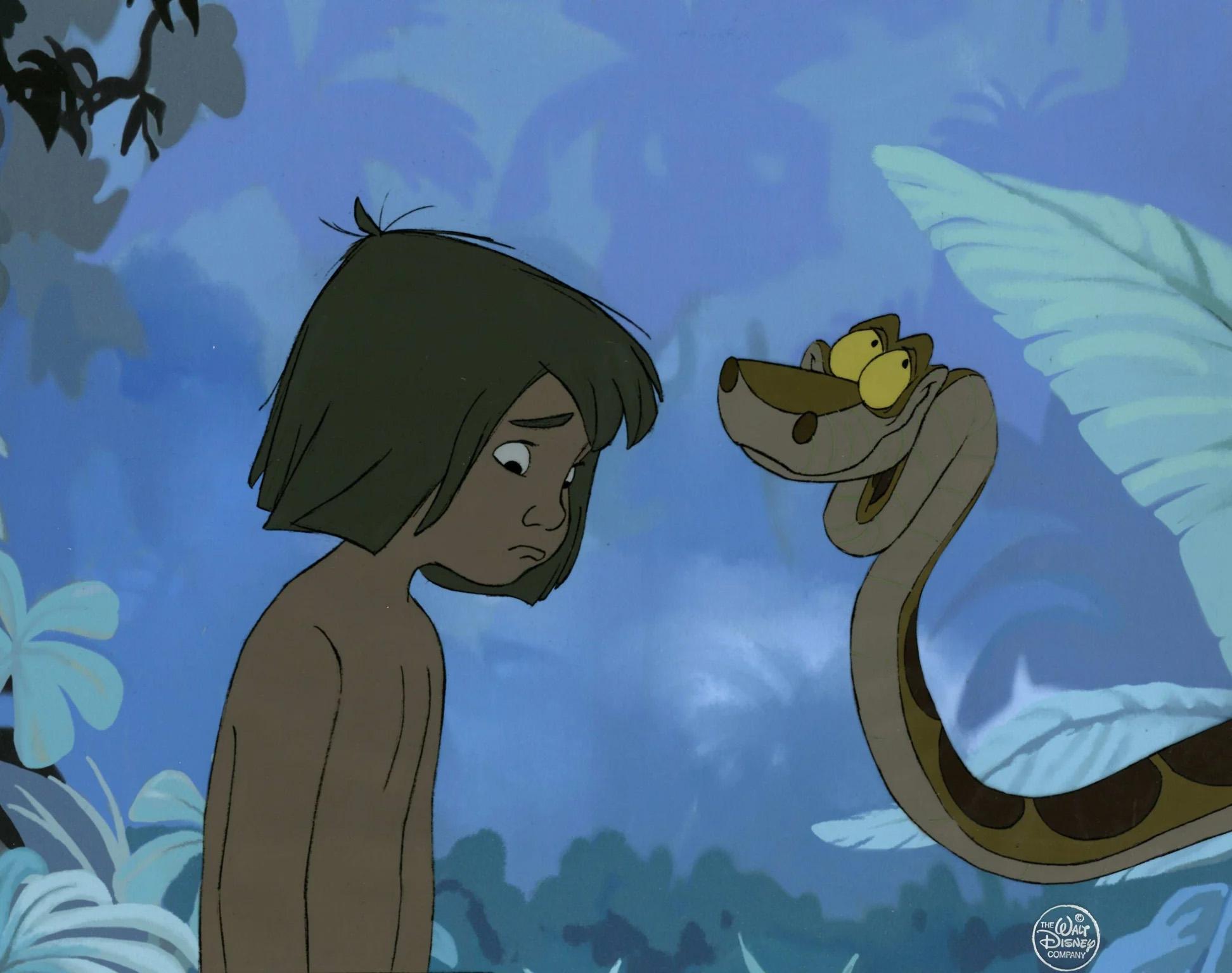 The Jungle Book Original Production Cel: Mowgli and Kaa - Art by Walt Disney Studio Artists