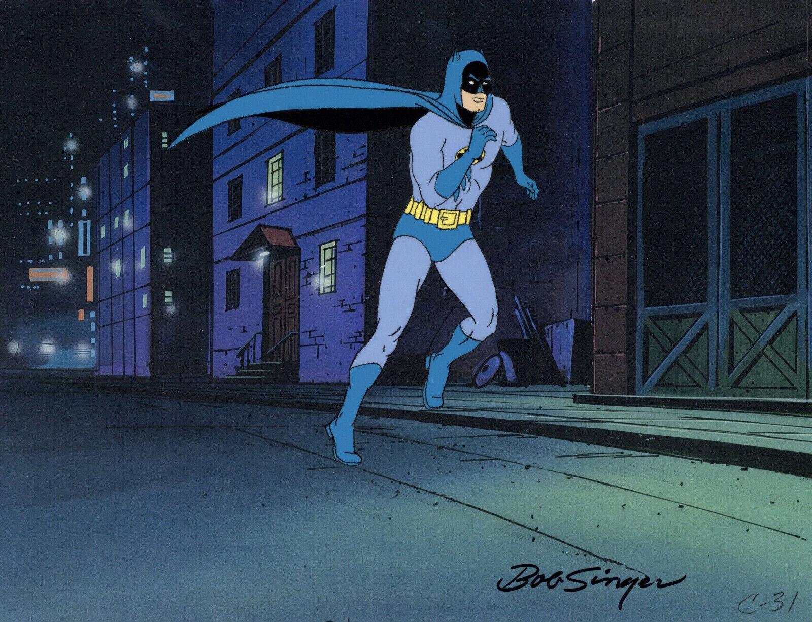 Super Friends: Original Prod. Cel + Matching Drawing Signed Bob Singer: Batman - Art by DC Comics Studio Artists