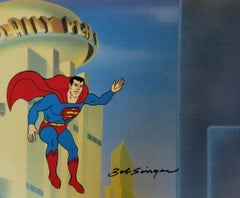Vintage Super Friends: Original Prod. Cel + Matching Drawing Signed Bob Singer: Superman
