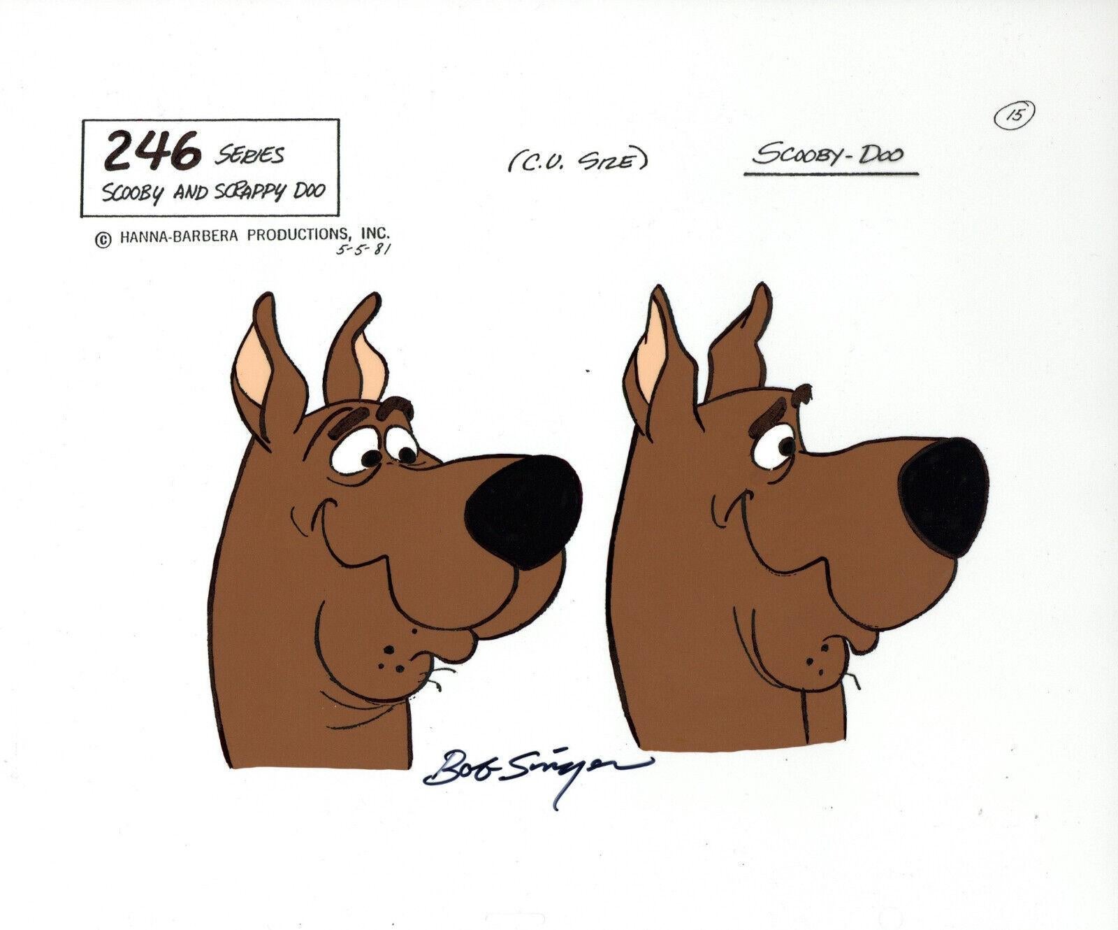Scooby-Doo Original Model Sheet of 2 Heads signed by Bob Singer - Art by Hanna Barbera Studio Artists