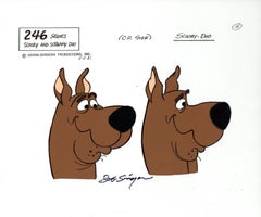 Vintage Scooby-Doo Original Model Sheet of 2 Heads signed by Bob Singer