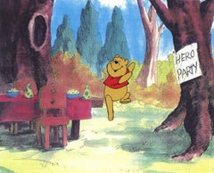 Retro Disney's Winnie the Pooh Original Production Cel: Pooh's Party Time