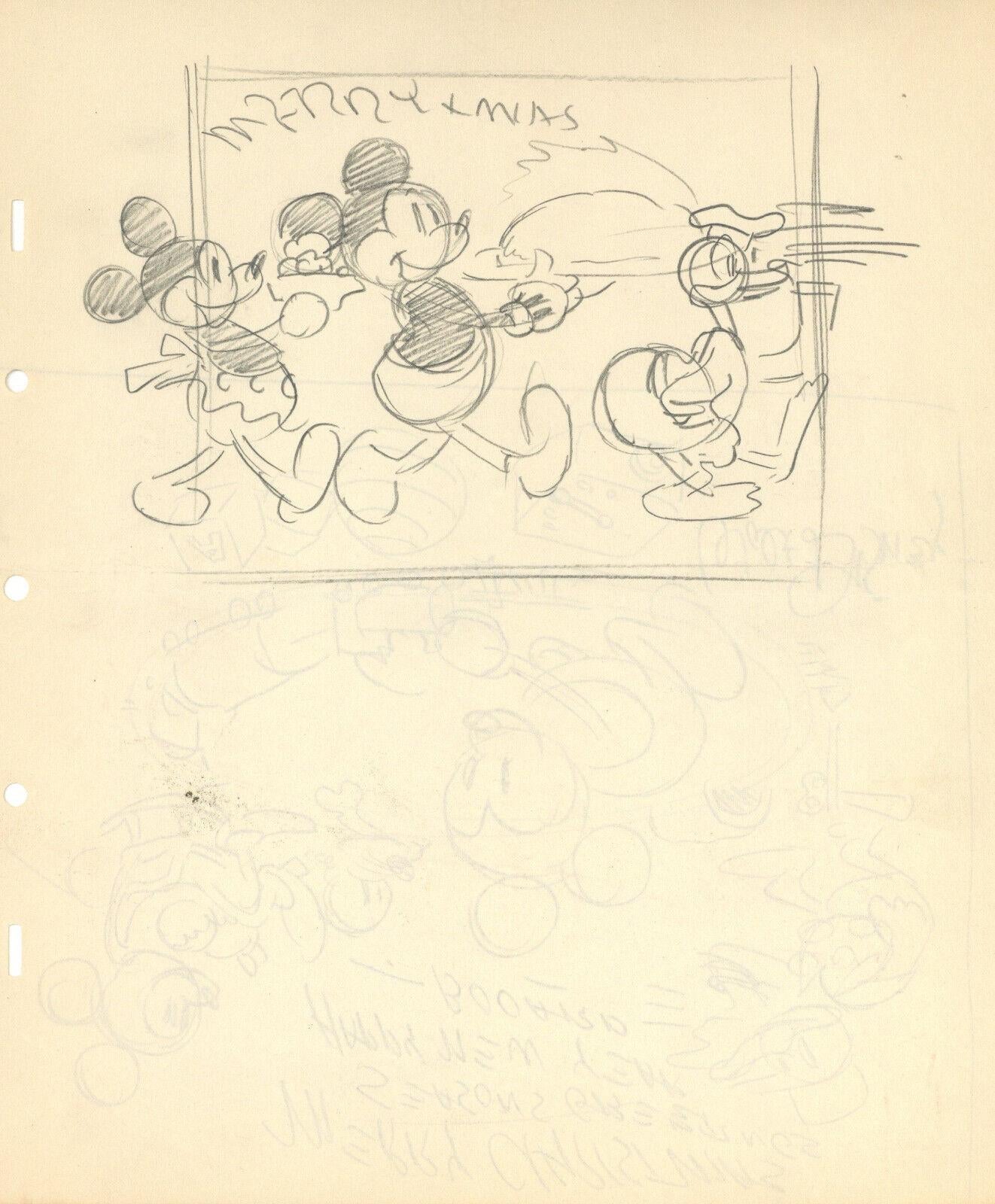 Up for sale is an original concept drawing by a Disney Animator for Walt Disney's Christmas card.  Back in the day, around the holiday's, Walt had two types of cards - a holiday card and a Christmas card.  What he did was solicit his animators to