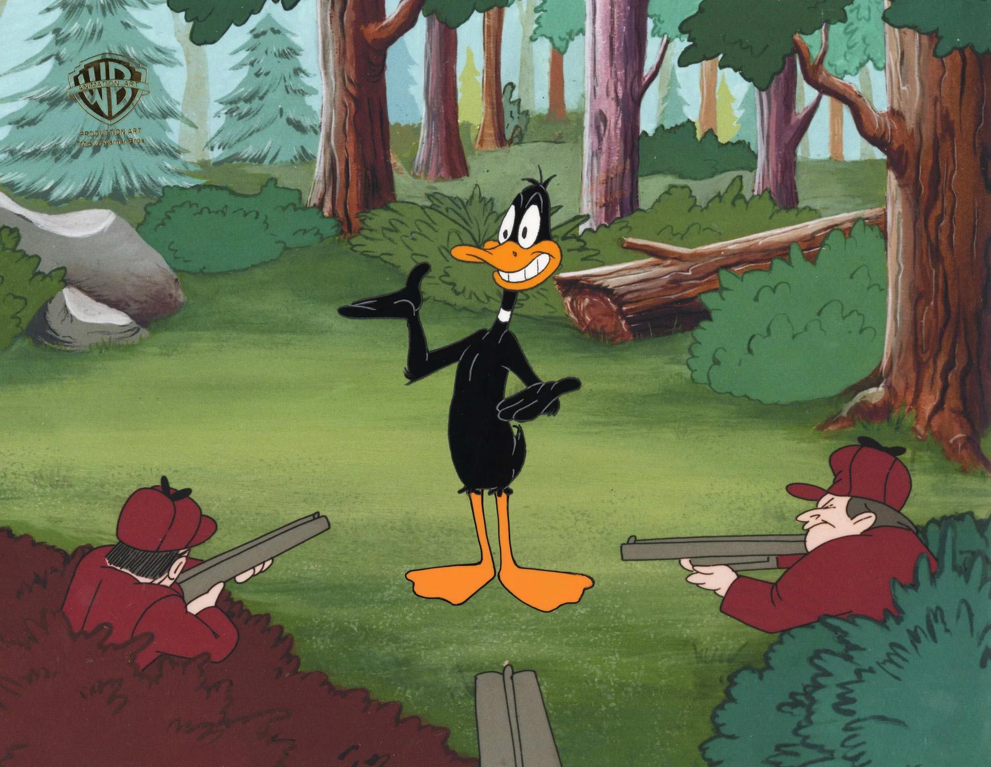 Looney Tunes Cel de production d'origine avec dessin assorti : Daffy Duck - Art de Looney Tunes Studio Artists