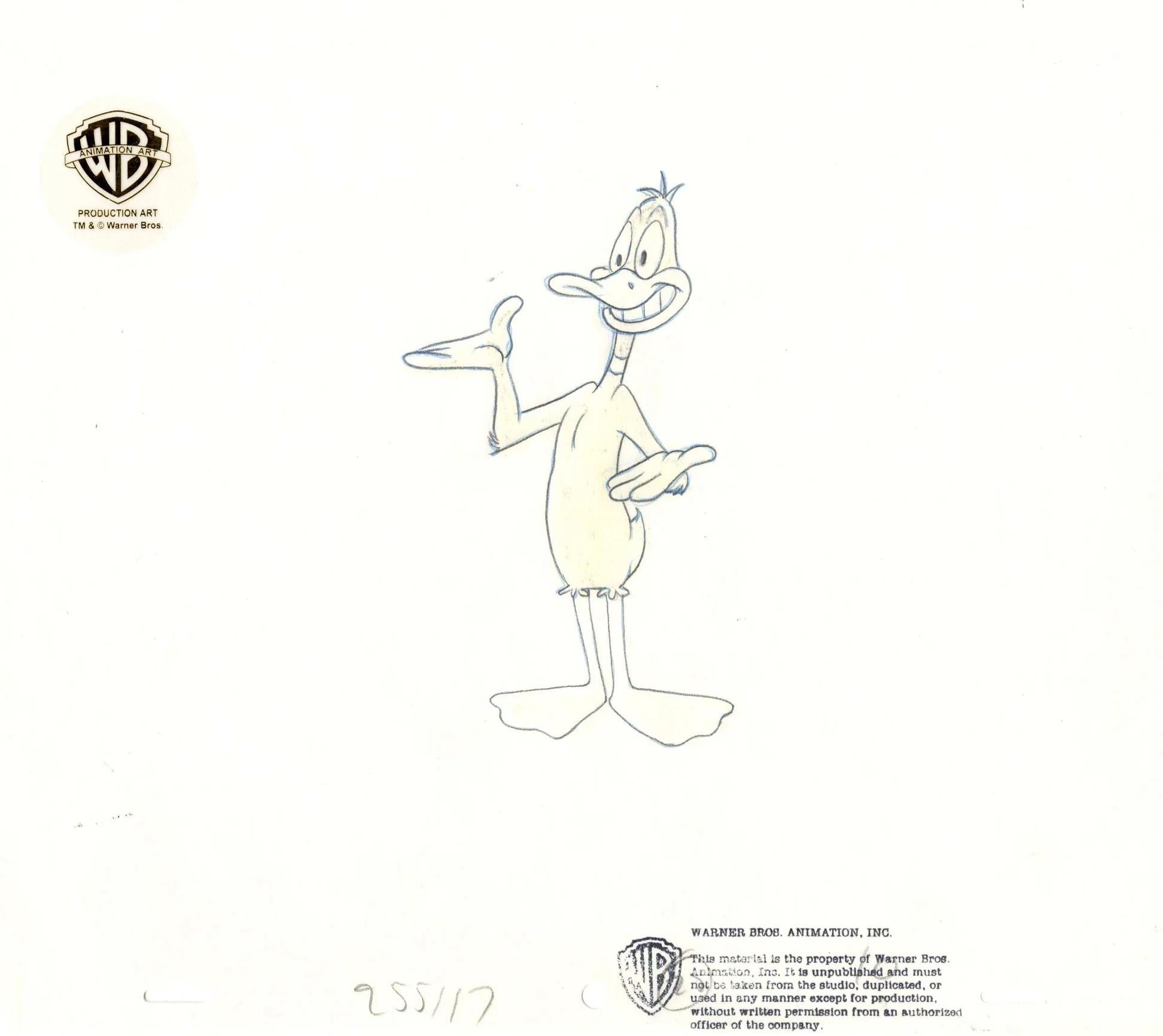 Looney Tunes Cel de production d'origine avec dessin assorti : Daffy Duck - Pop Art Art par Looney Tunes Studio Artists
