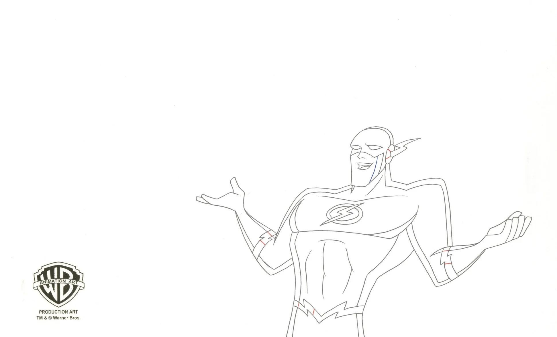 Justice League Original Double Aperture Drawing: Martian Manhunter, The Flash - Pop Art Art by DC Comics Studio Artists
