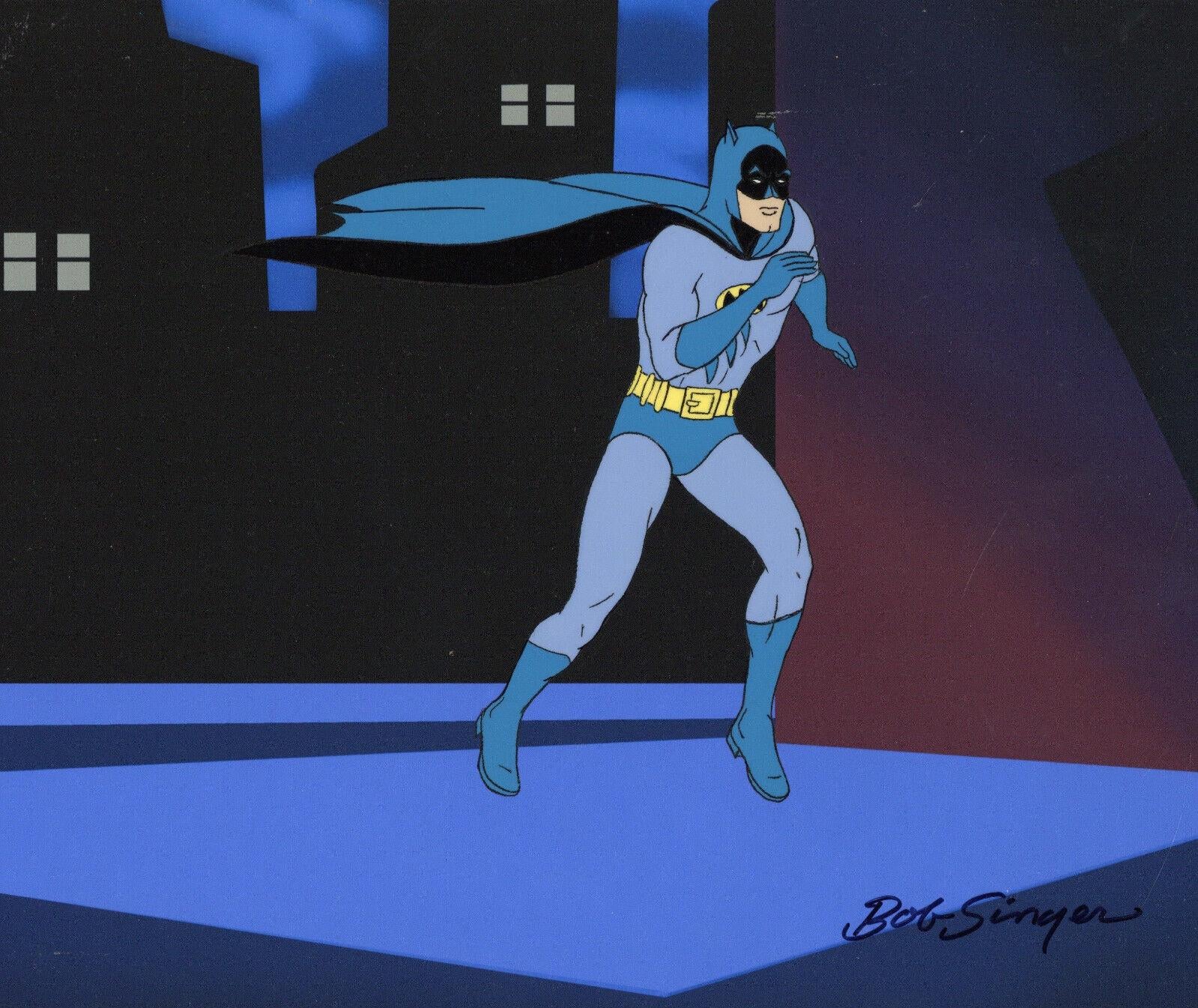 Super Freunde: Original Prod. Cel + passende Zeichnung, signiert Bob Singer: Batman – Art von DC Comics Studio Artists
