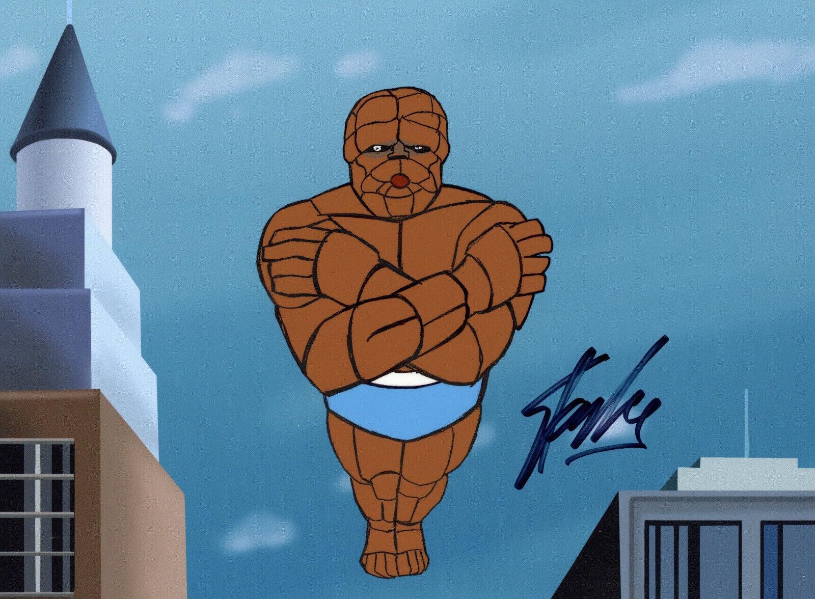 Up for sale from the series is an original production cel on printed background with matching original production drawing featuring The Thing Series from 1979 created by Hanna Barbera. Both the cel and drawing come hand signed by Stan Lee, un-framed