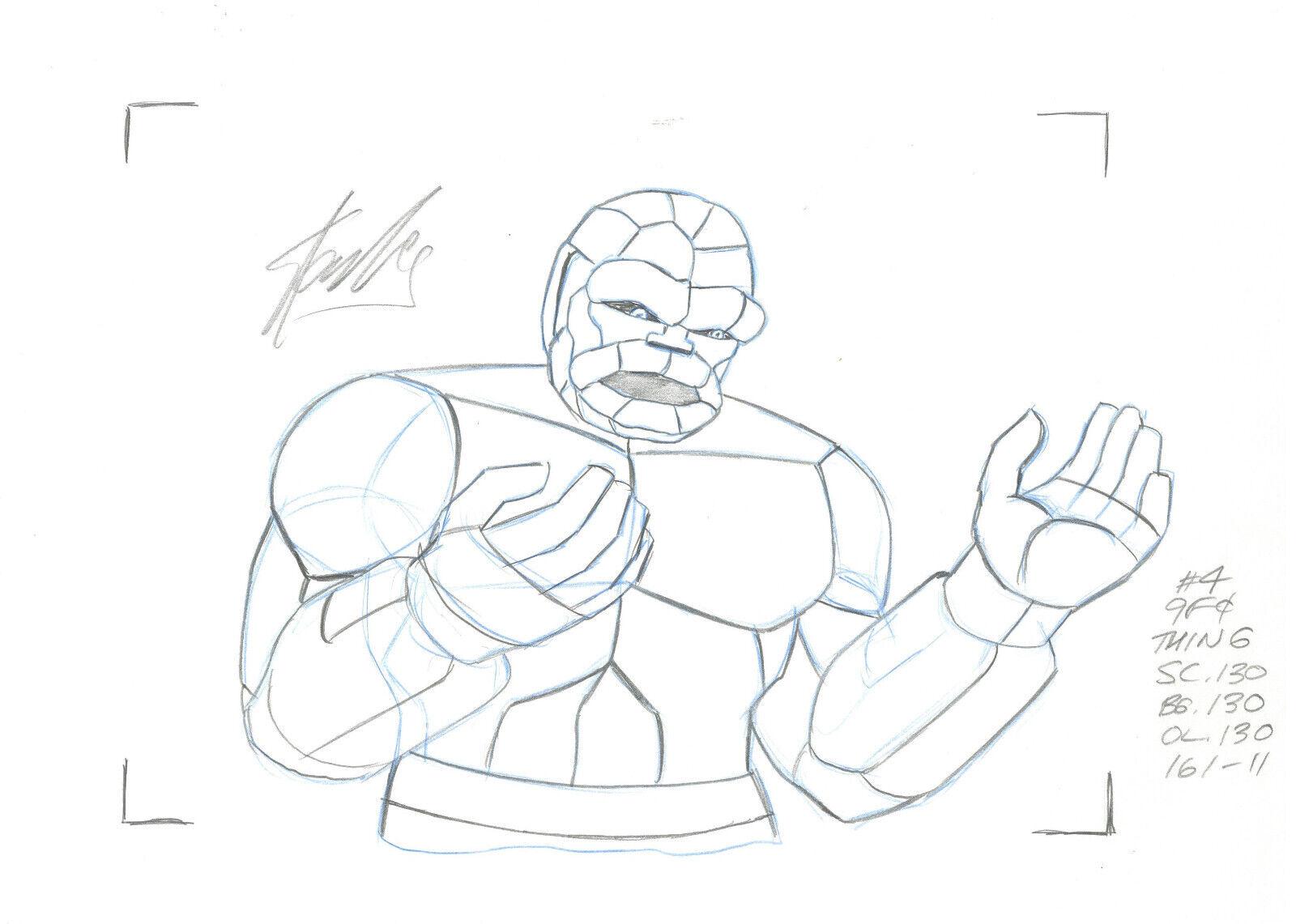 Se vende una celda de producción original de la serie sobre fondo impreso con un dibujo de producción original a juego de la serie La Cosa de 1979 creada por Hanna Barbera. Tanto la celda como el dibujo vienen firmados a mano por Stan Lee, sin