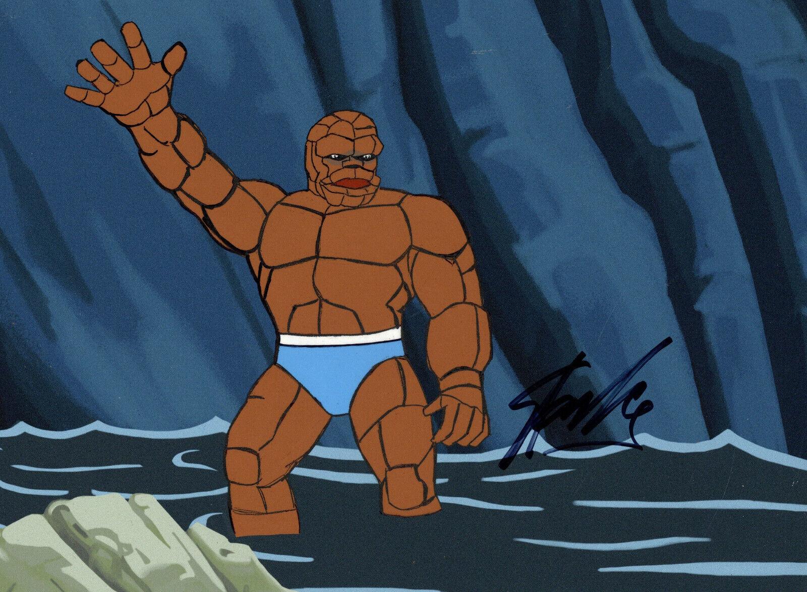 Up for sale from the series is an original production cel on printed background with matching original production drawing featuring The Thing Series from 1979 created by Hanna Barbera. Both the cel and drawing come hand signed by Stan Lee, un-framed